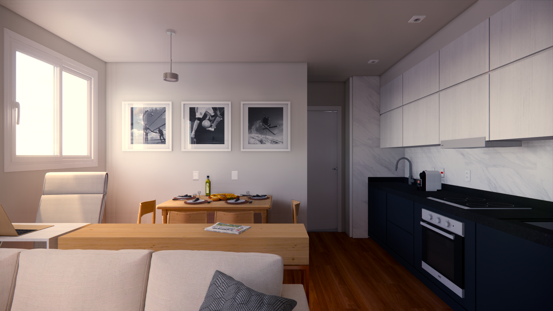 Popping Arquitetura - cozinha aberta integrada sala residencial