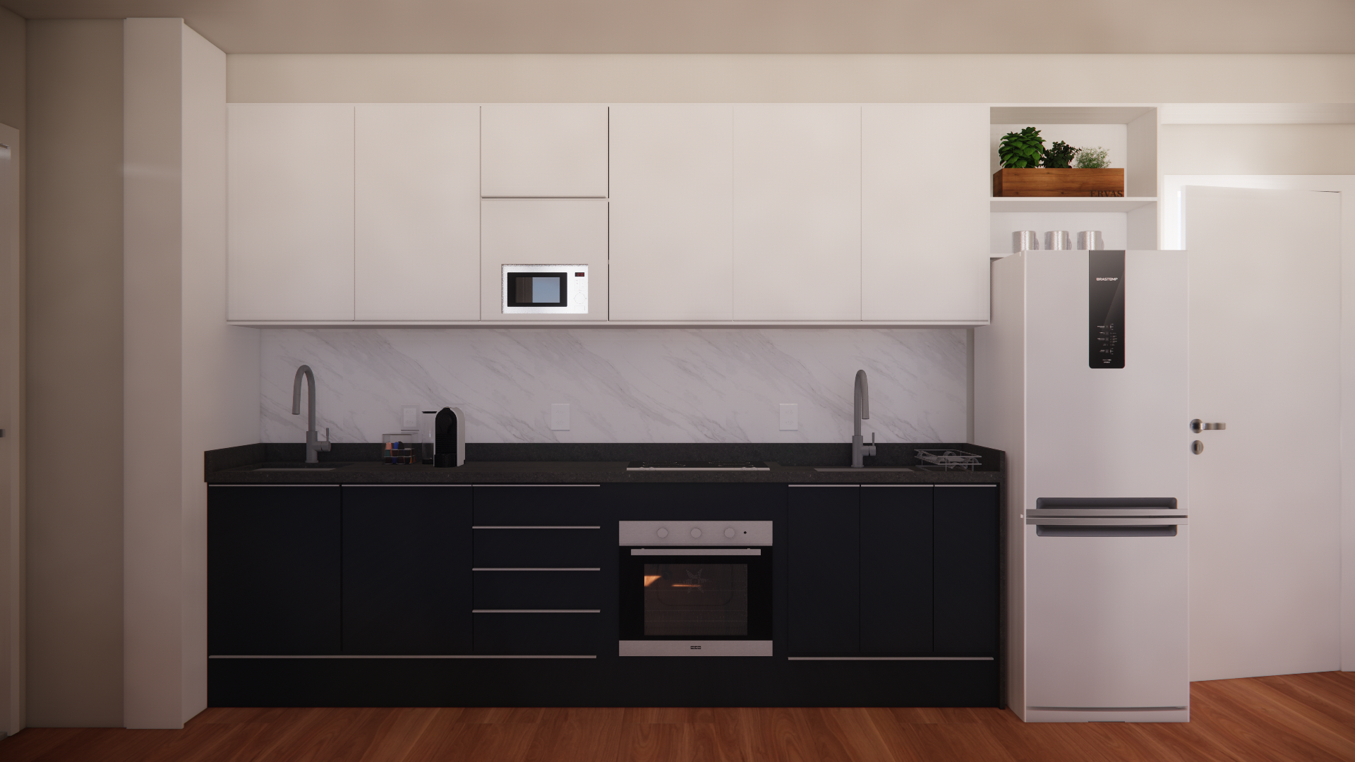 Popping Arquitetura - cozinha aberta integrada sala residencial