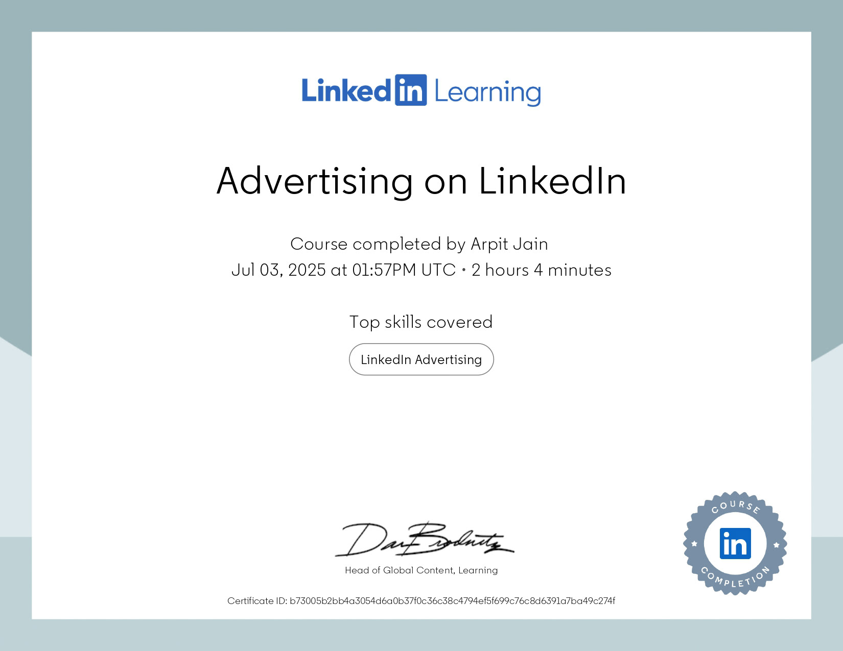 Advertising on LinkedIn Certificate for Arpit Jain brand strategy package include 2025, brand design process for agencies and personal brands, scalable social media templates for teams, maintain brand consistency across Instagram LinkedIn YouTube, cohesive brand storytelling through social content, brand design experts in New York, London, San Francisco, Toronto, Sydney, Berlin, Bangalore, Singapore