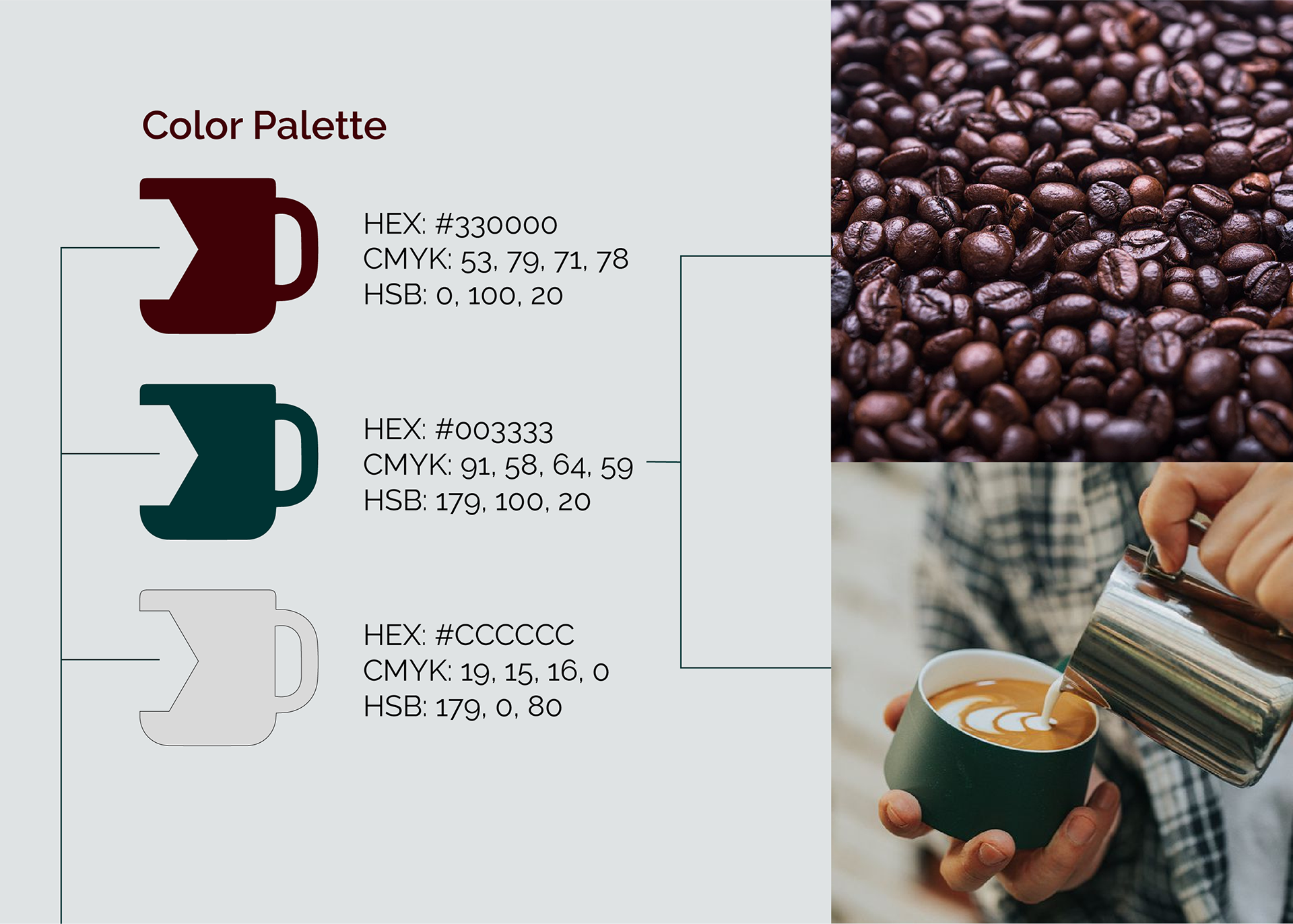 Hex cafe color palette, professional brand design and budget logo design in california, USA, Europe, Australia, Netherlands