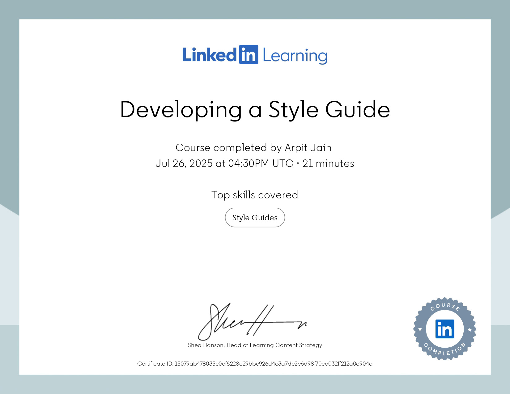 Developing a Style Guide Certificate for Arpit Jain brand strategy package include 2025, brand design process for agencies and personal brands, scalable social media templates for teams, maintain brand consistency across Instagram LinkedIn YouTube, cohesive brand storytelling through social content, brand design experts in New York, London, San Francisco, Toronto, Sydney, Berlin, Bangalore, Singapore