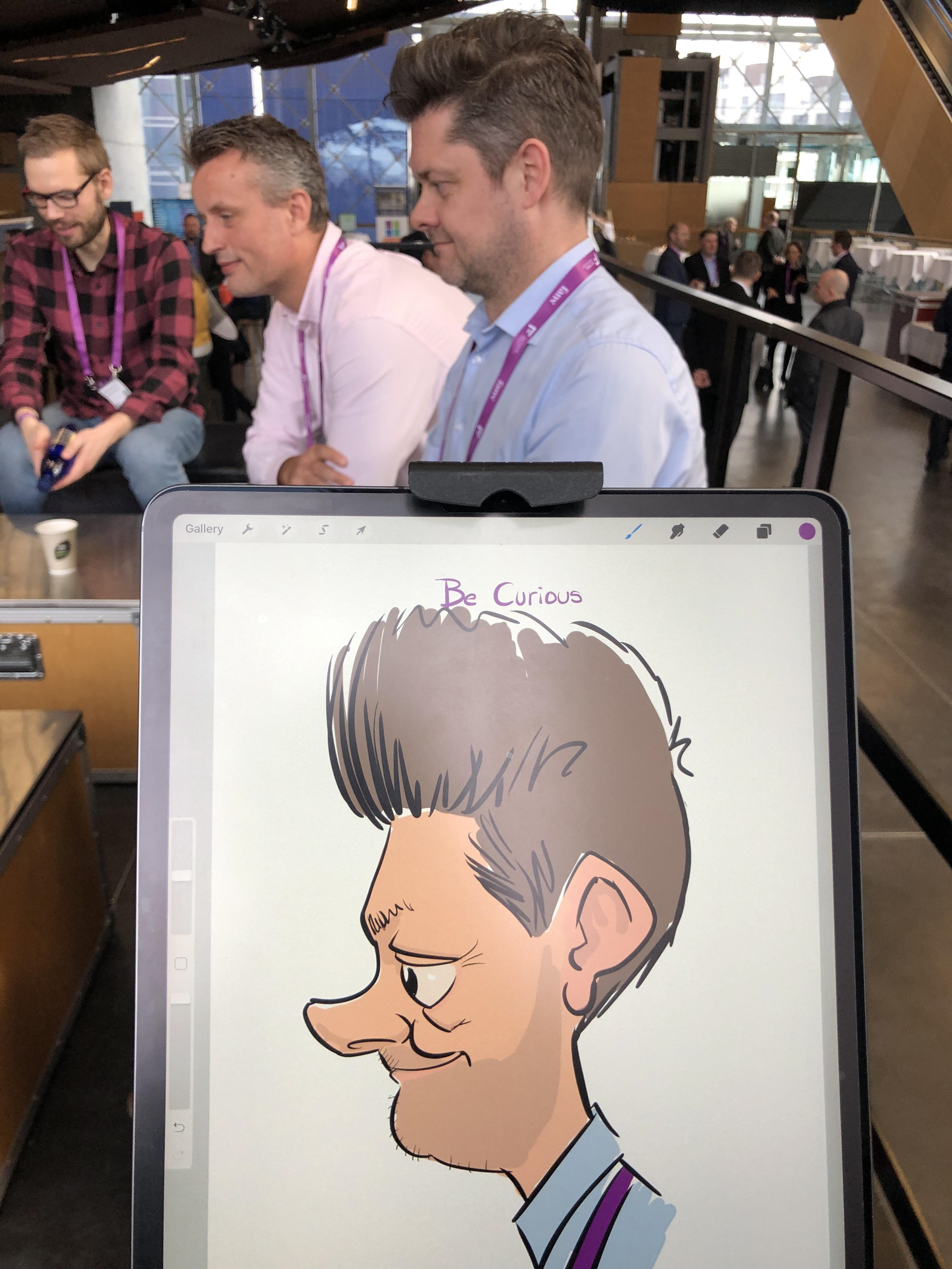 Live Karikatur på iPad til firma event.