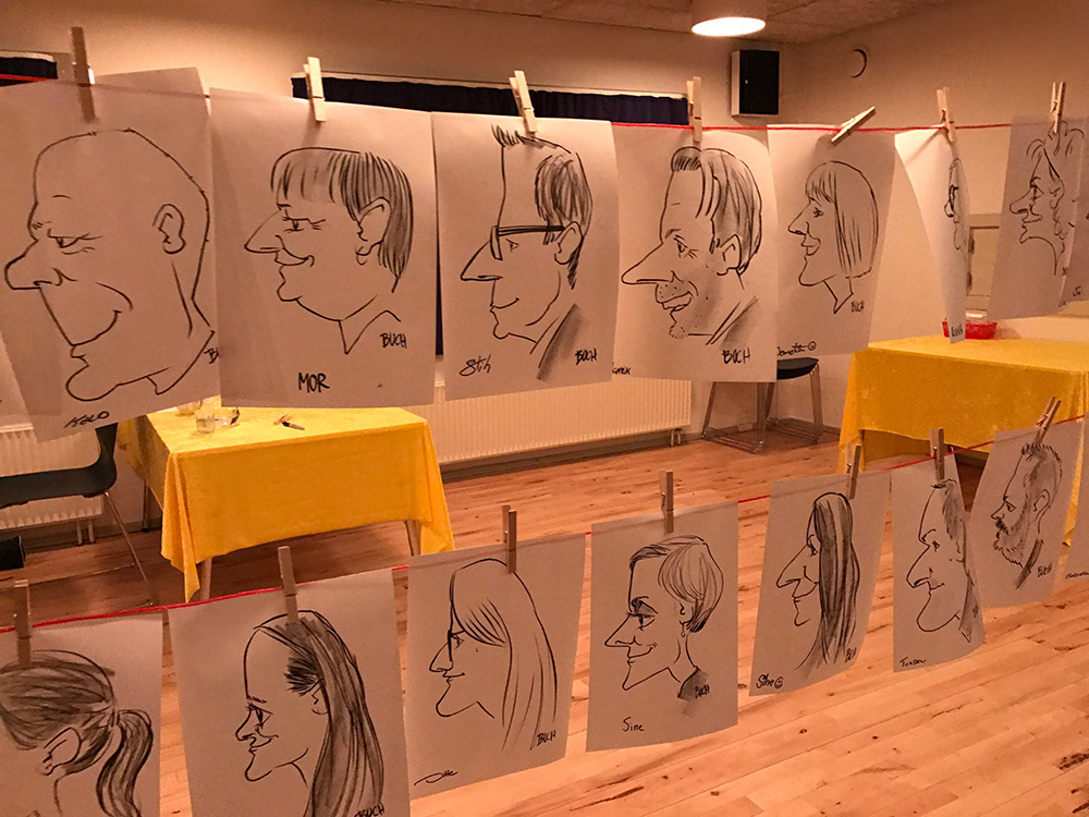3 min. s/h live karikatur til fest