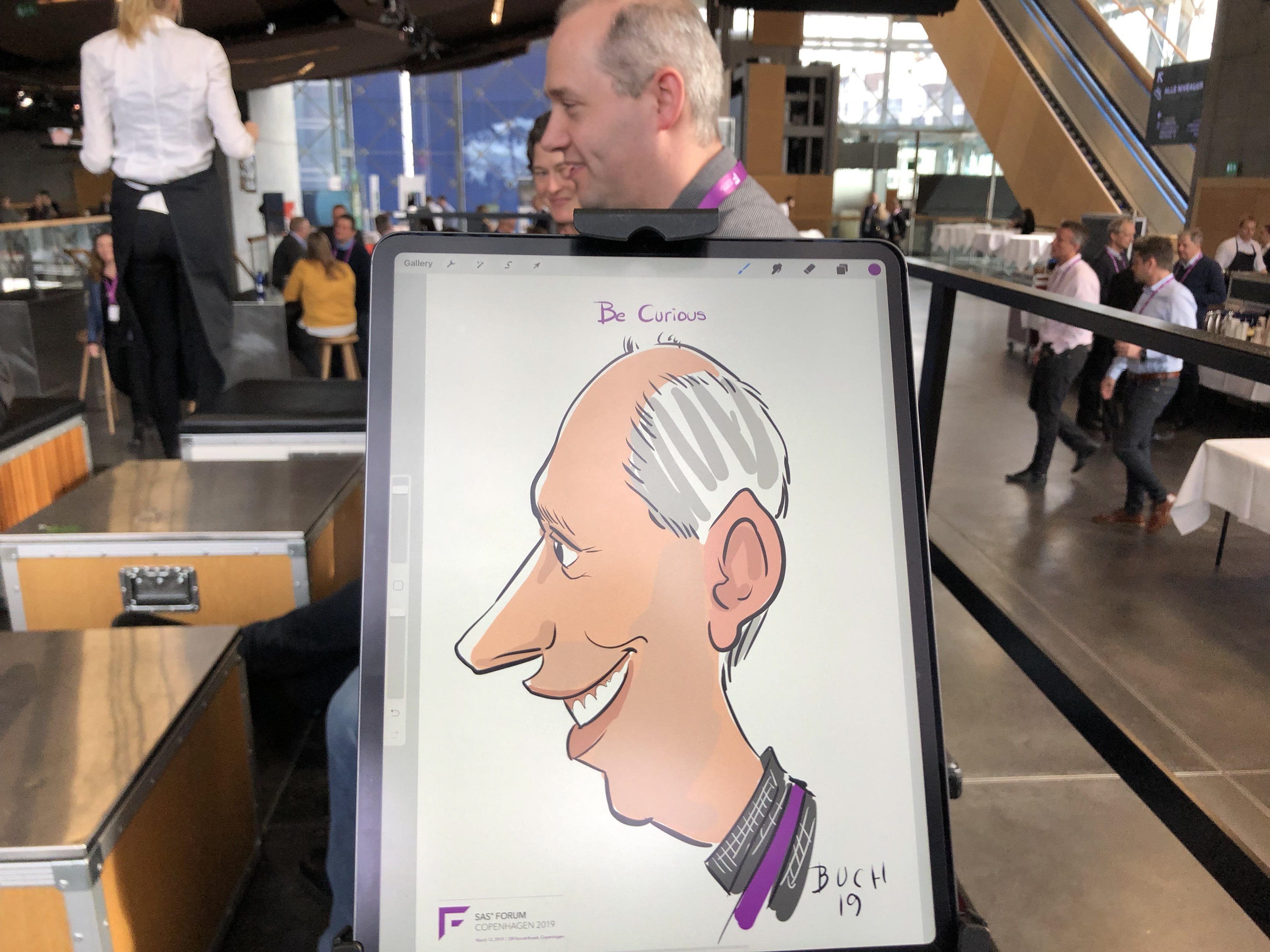 Live Karikatur på iPad til firma event.