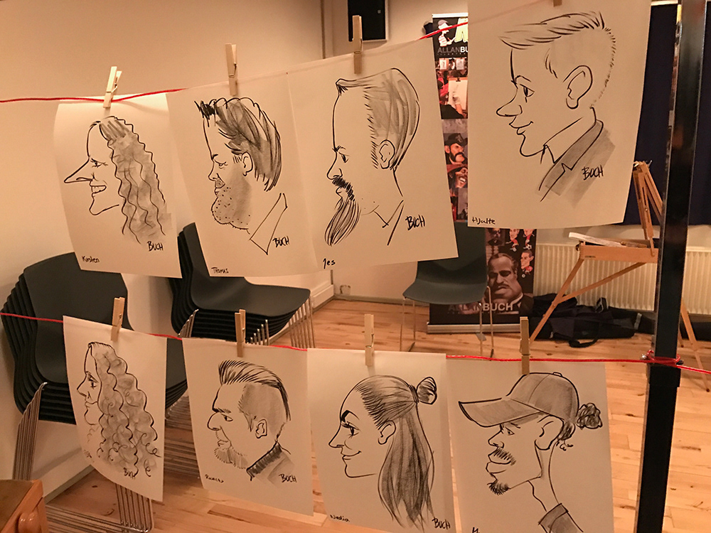 3 min. s/h live karikatur til fest