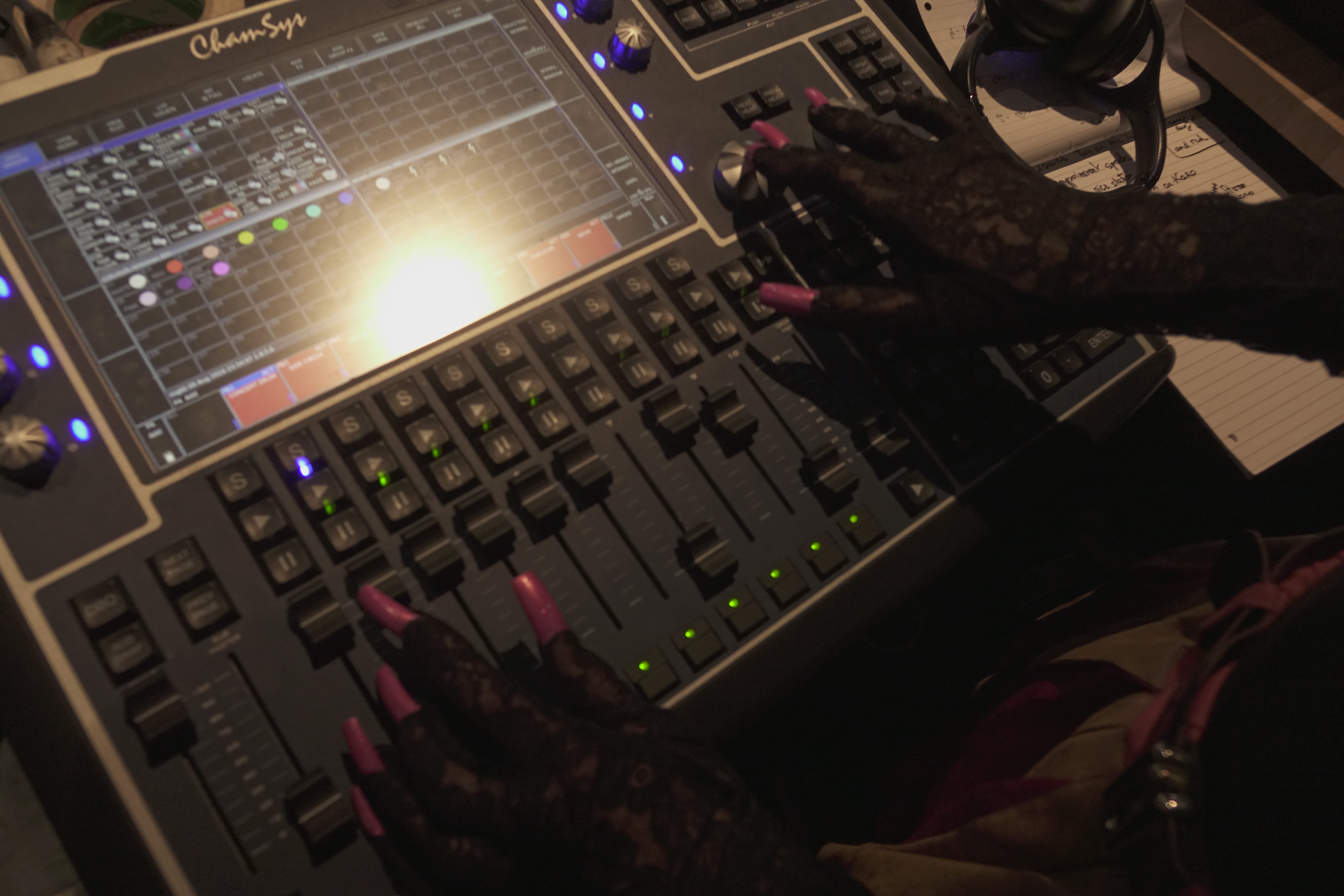 Fierce technician on the buttons