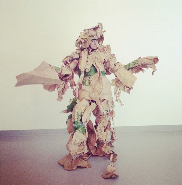 2015. Trash monster costume. Sculpted of paper bags.