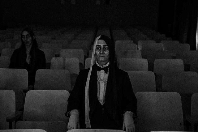 "Karoline Clasen Holland acting as the butler in Bianca Casady's theatre concert "Kasinski's Manor" which was developed during a residency at Narva Art Residency in Estonia.