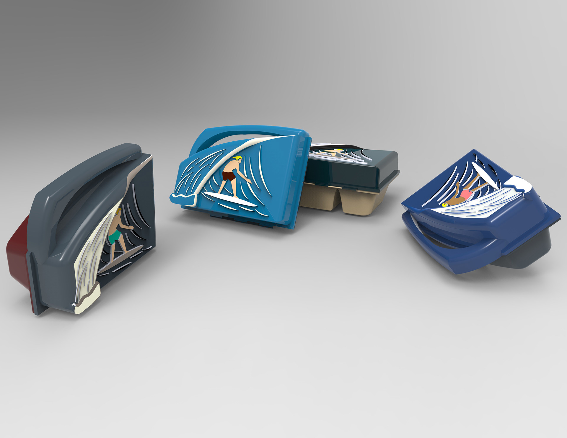 Surfer Lunch Box - 3d Modeled in Solidworks | Rendered in Keyshot