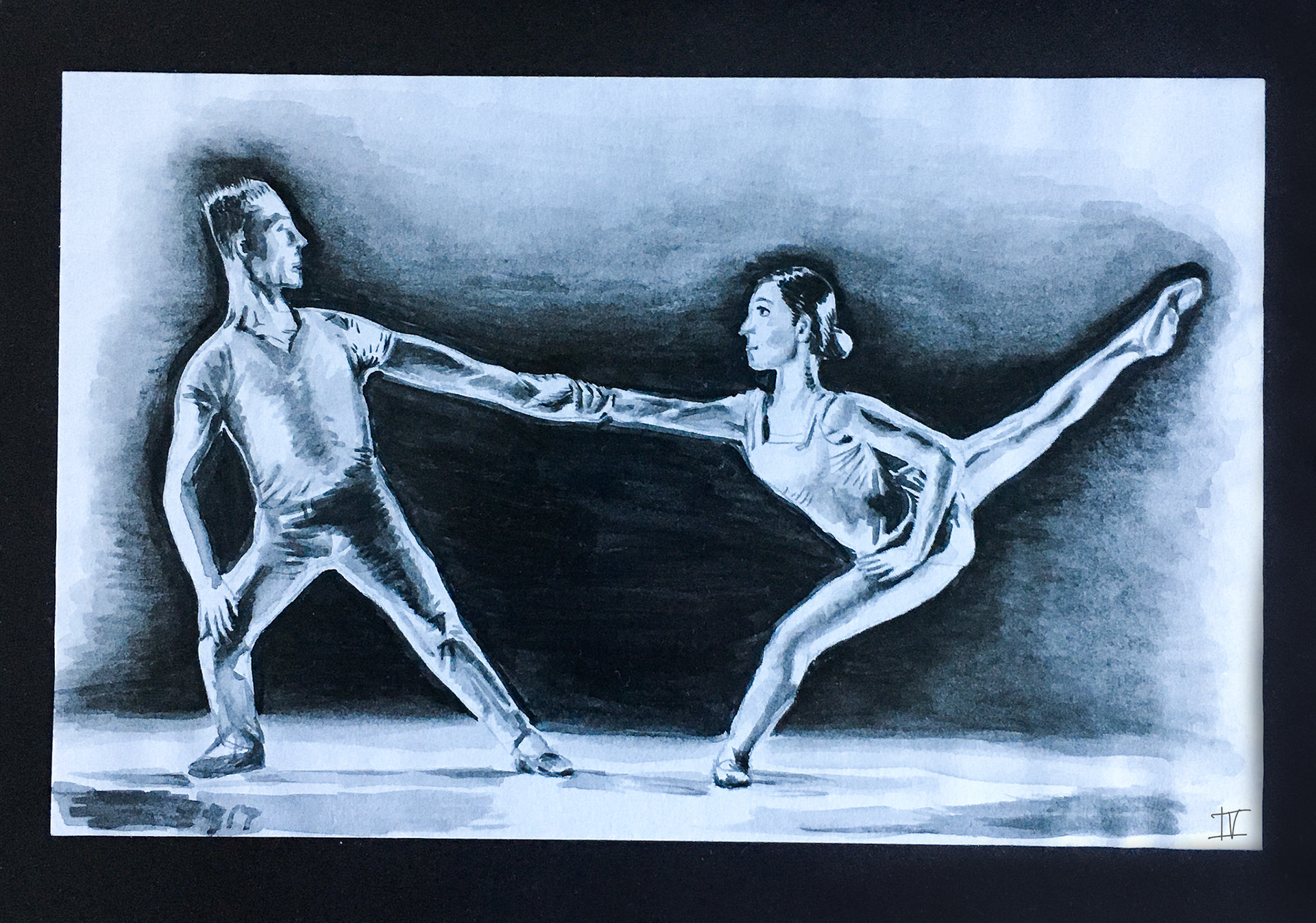 Balletdansers aquarel
