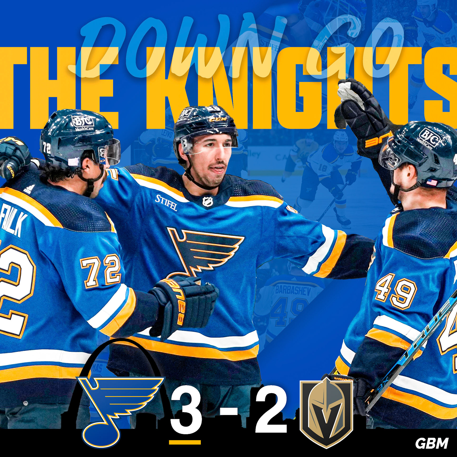 Graphic made after St. Louis Blues defeated the Golden Knights on 11.22.22