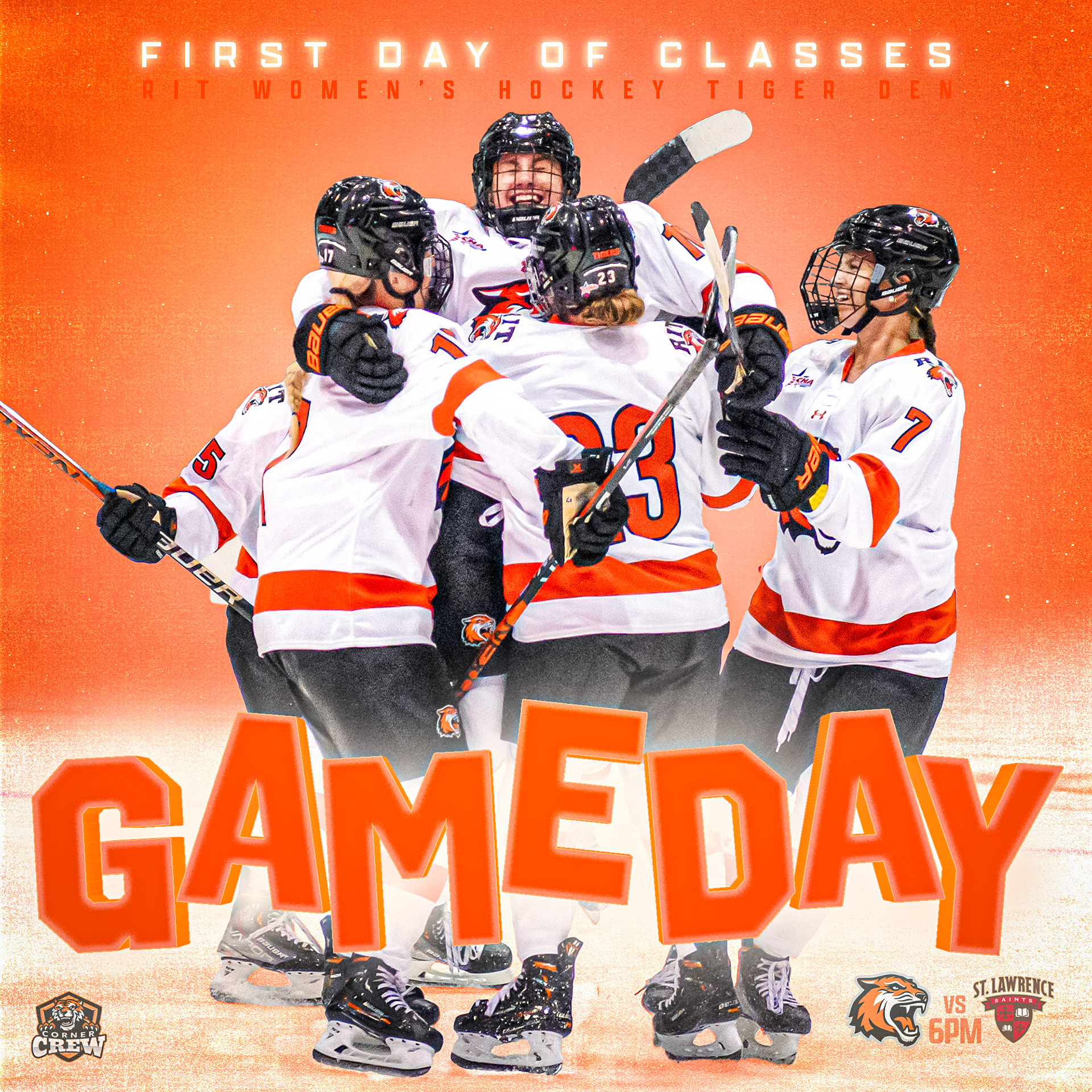 Gameday graphic made for the RIT WHKY and RIT Corner Crew Instagram accounts