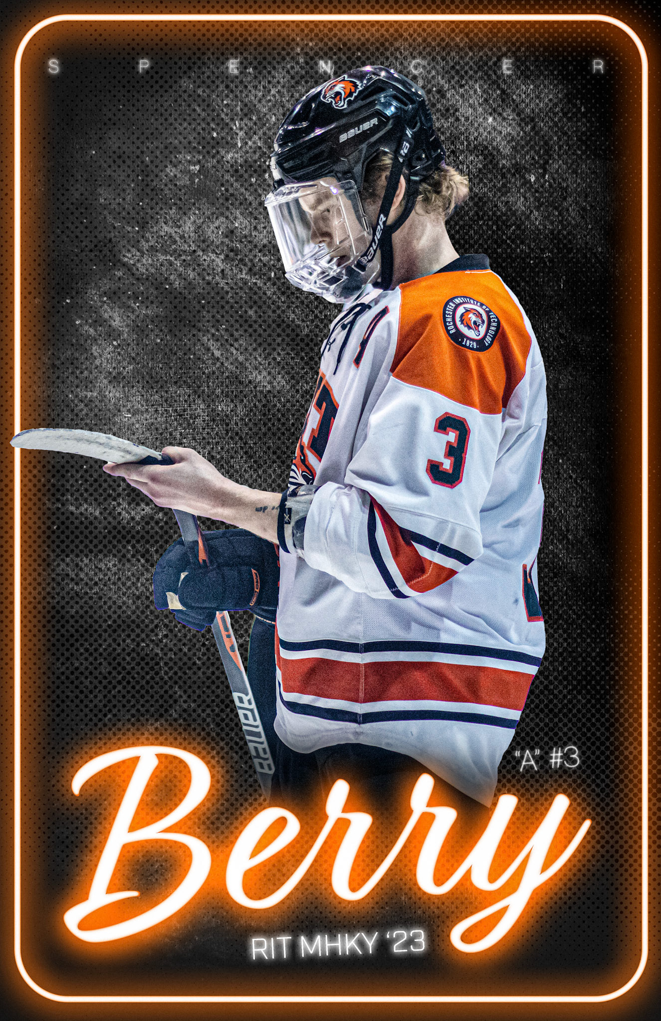 Gradiation poster made for Spencer Berry of RIT Men's Hockey