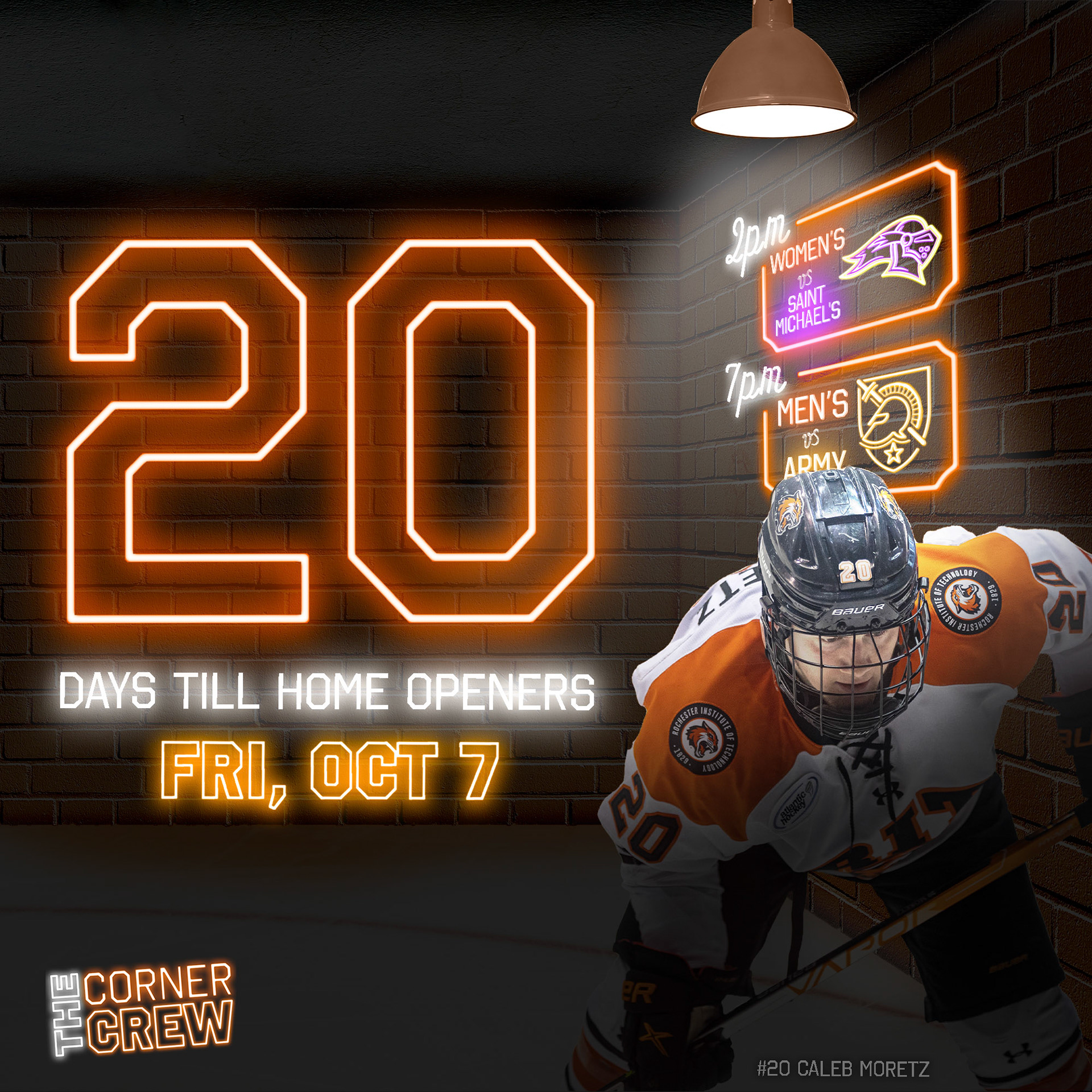 Part of the 40 day countdown to RIT Men's and Women's Hockey teams' home openers for the RIT Corner Crew Instagram account.