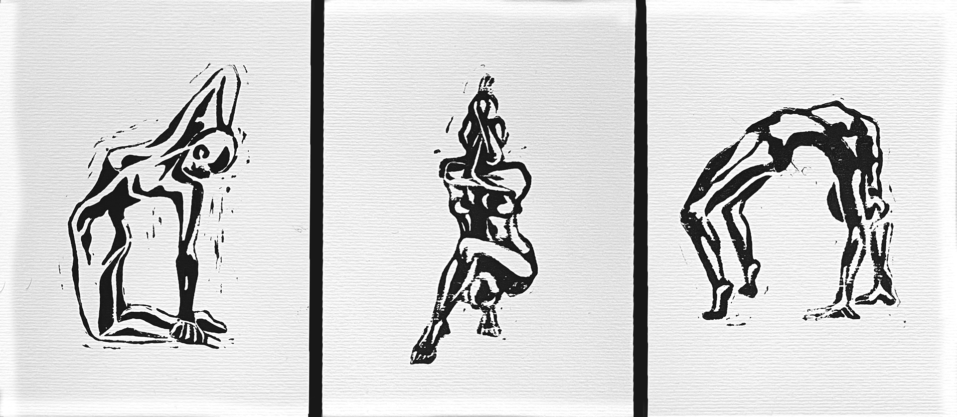 Linocut, Linopaint on Paper, 148x210mm each, 2022