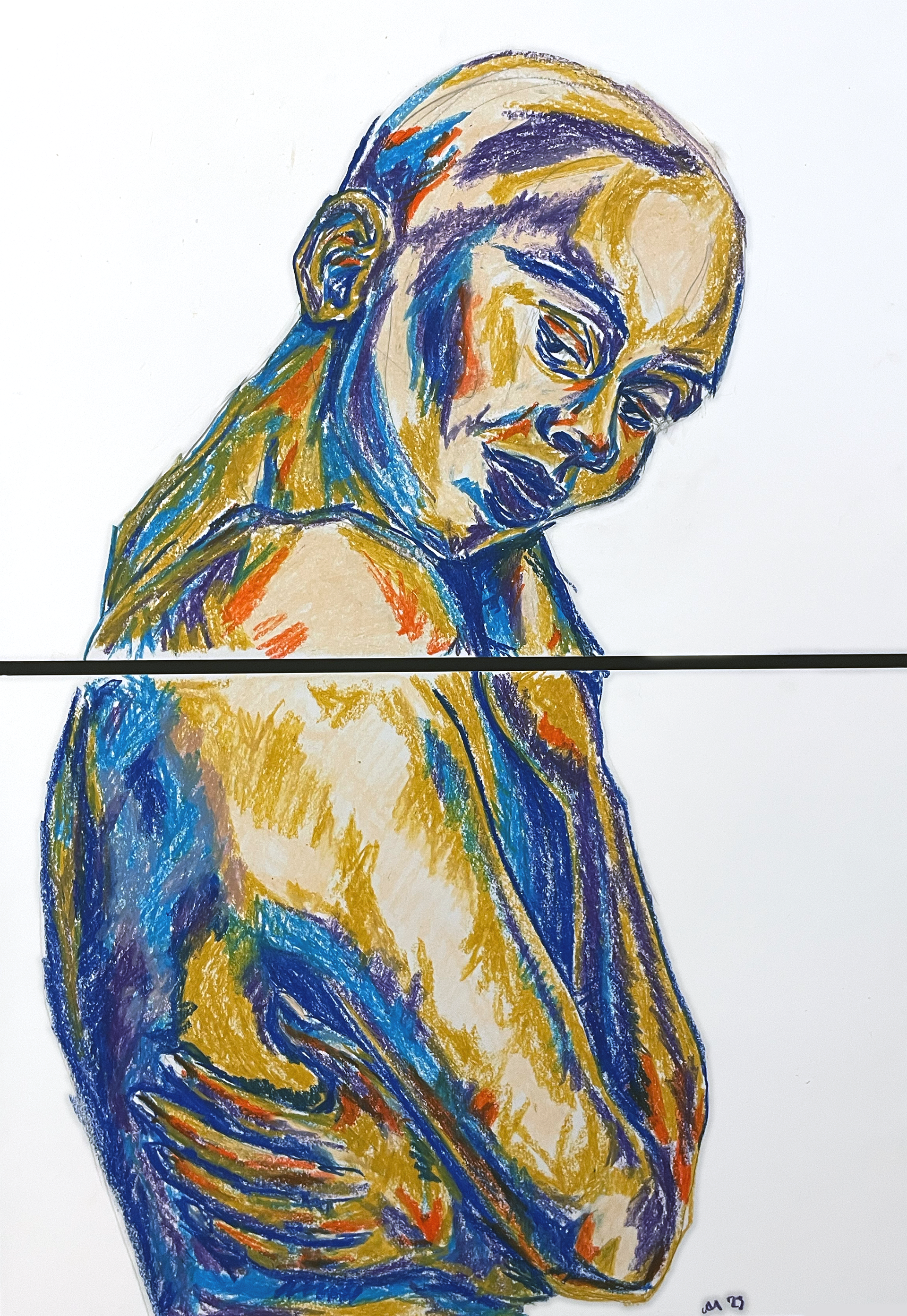 "UNGEHALTEN 4" Oil Pastel on Paper, BOTH 42x60cm, 2023