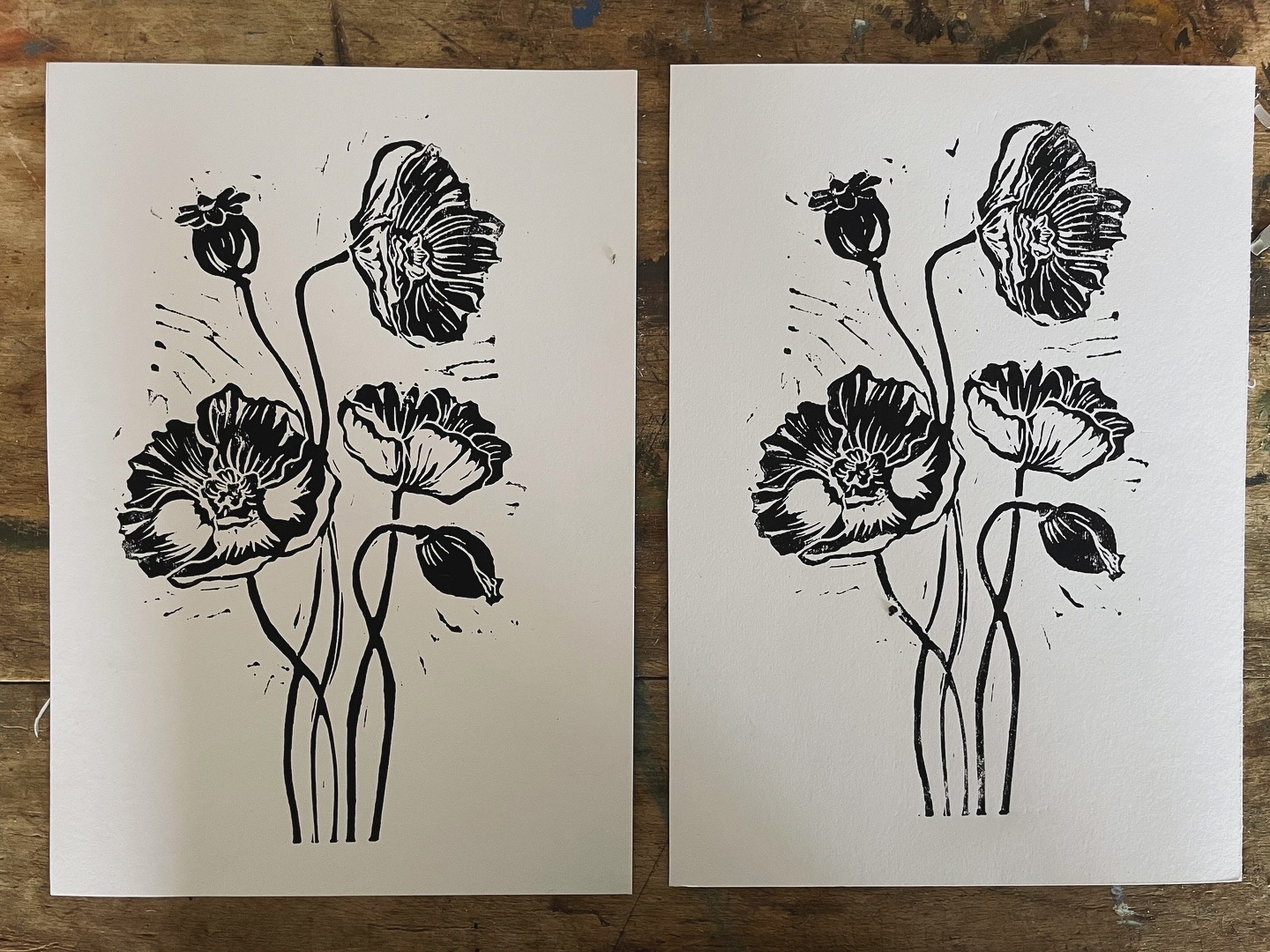 Linocut, Linopaint on Paper, 210x297mm, 2024