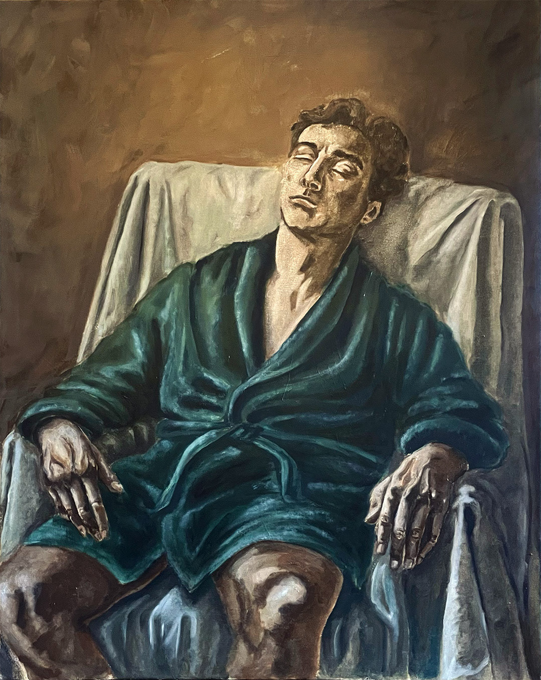 "Der müde Mann", Oil on Canvas, 100x120cm, 2025