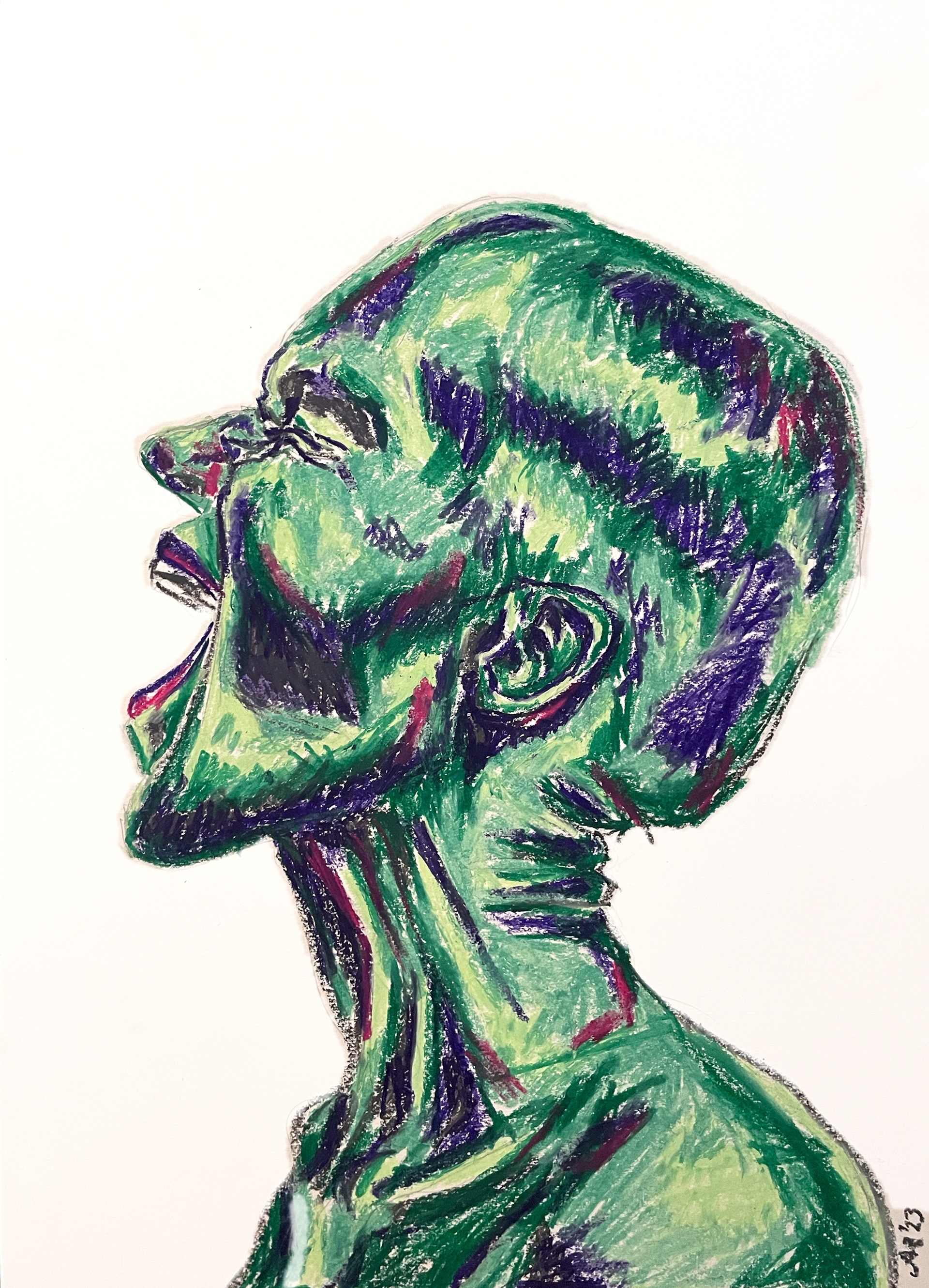 "UNGEHALTEN 6" Oil Pastel on Paper, 42x60cm, 2023 *SOLD*