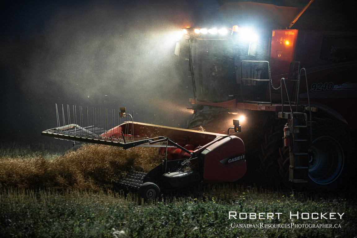 Case Combine Night Threshing