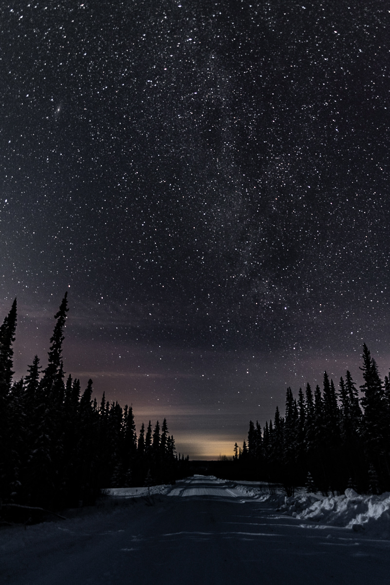 Roads Winter Northern Milky Way
