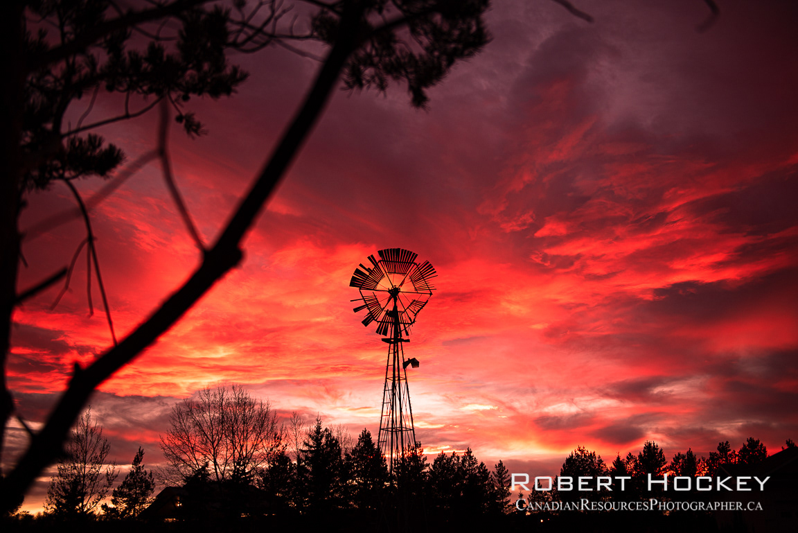 Windmill, Red Sunset, Grande Prairie - Picture 188
