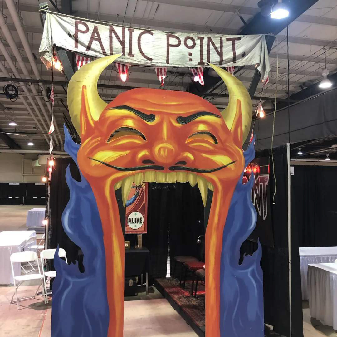 The image being used as a tradeshow booth display