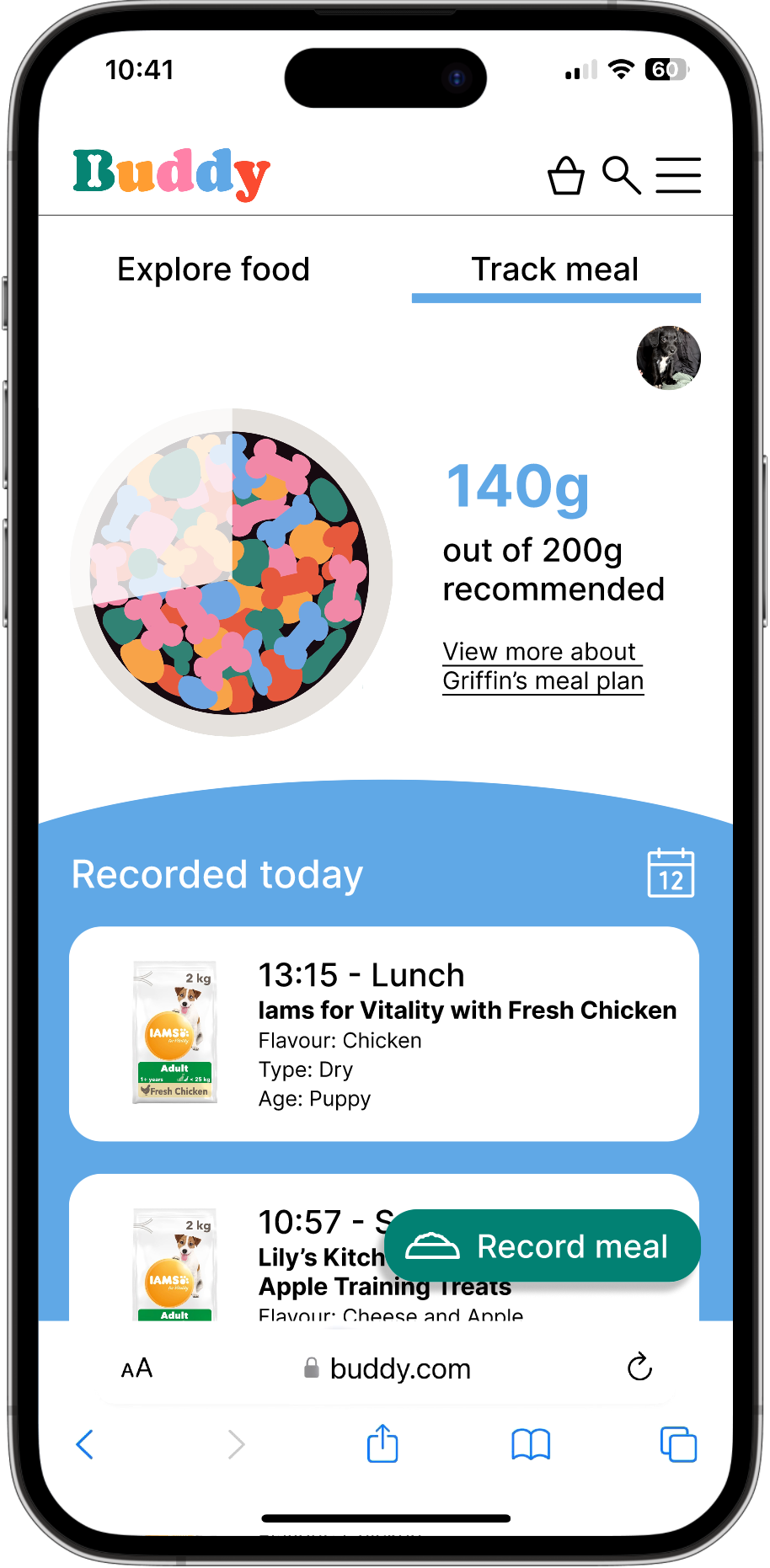 Buddy Web App Food Tracker