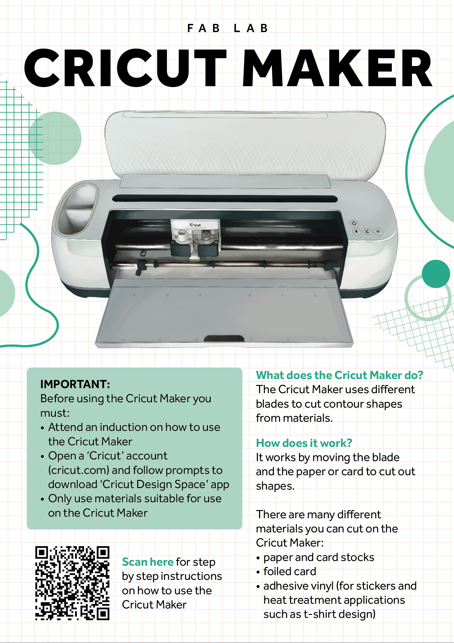 FAB Lab Cricut Maker Explanation Poster