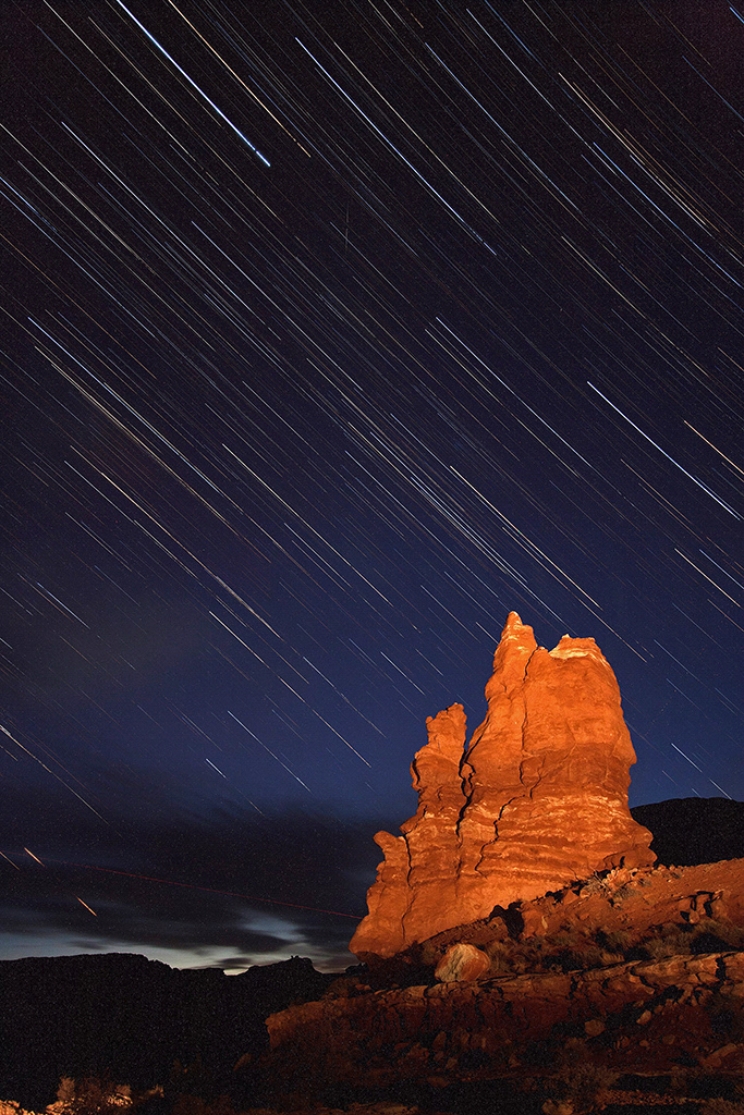 Star trails, Arches National Park, Utah