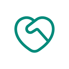 Ícono de una mano formando un corazón, símbolo de compromiso, valores humanos, respeto.