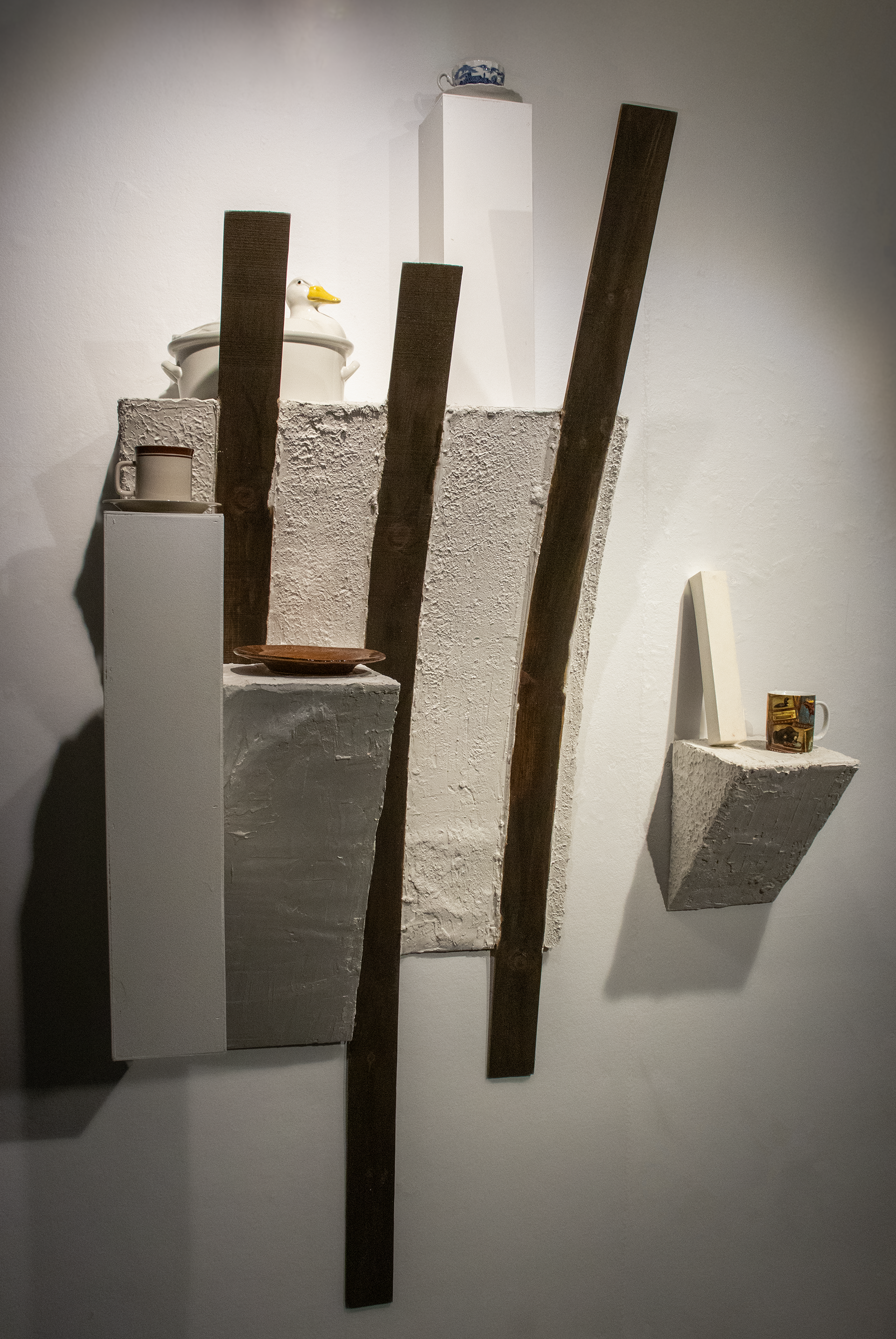Dining Room, 2025. Wood, plater, found materials