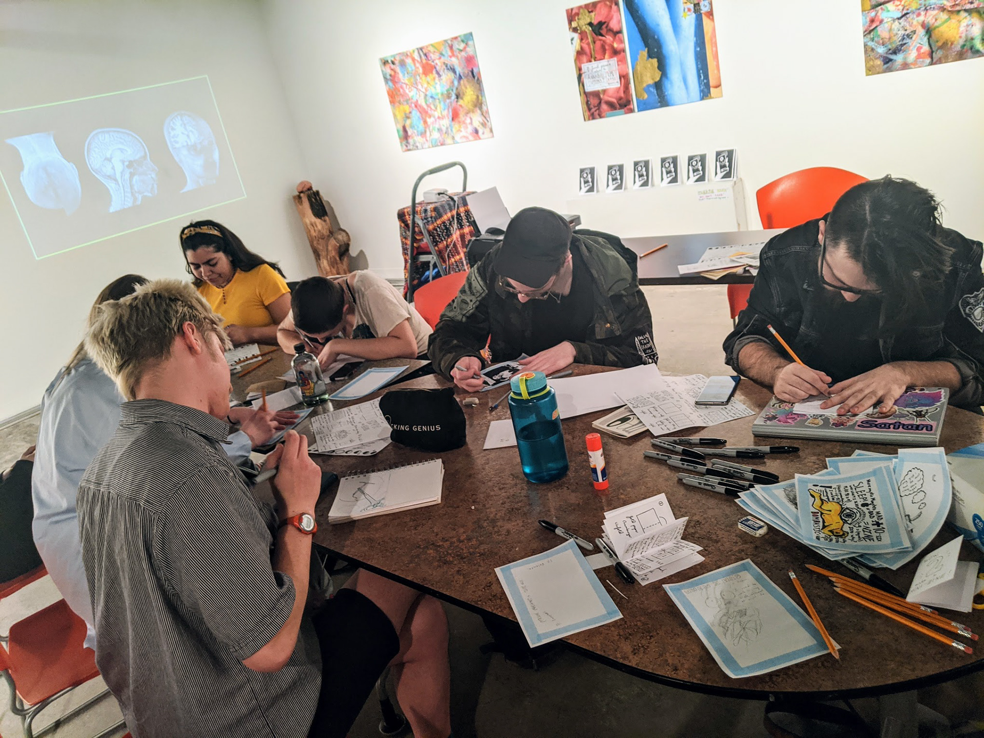 Zine artists at work