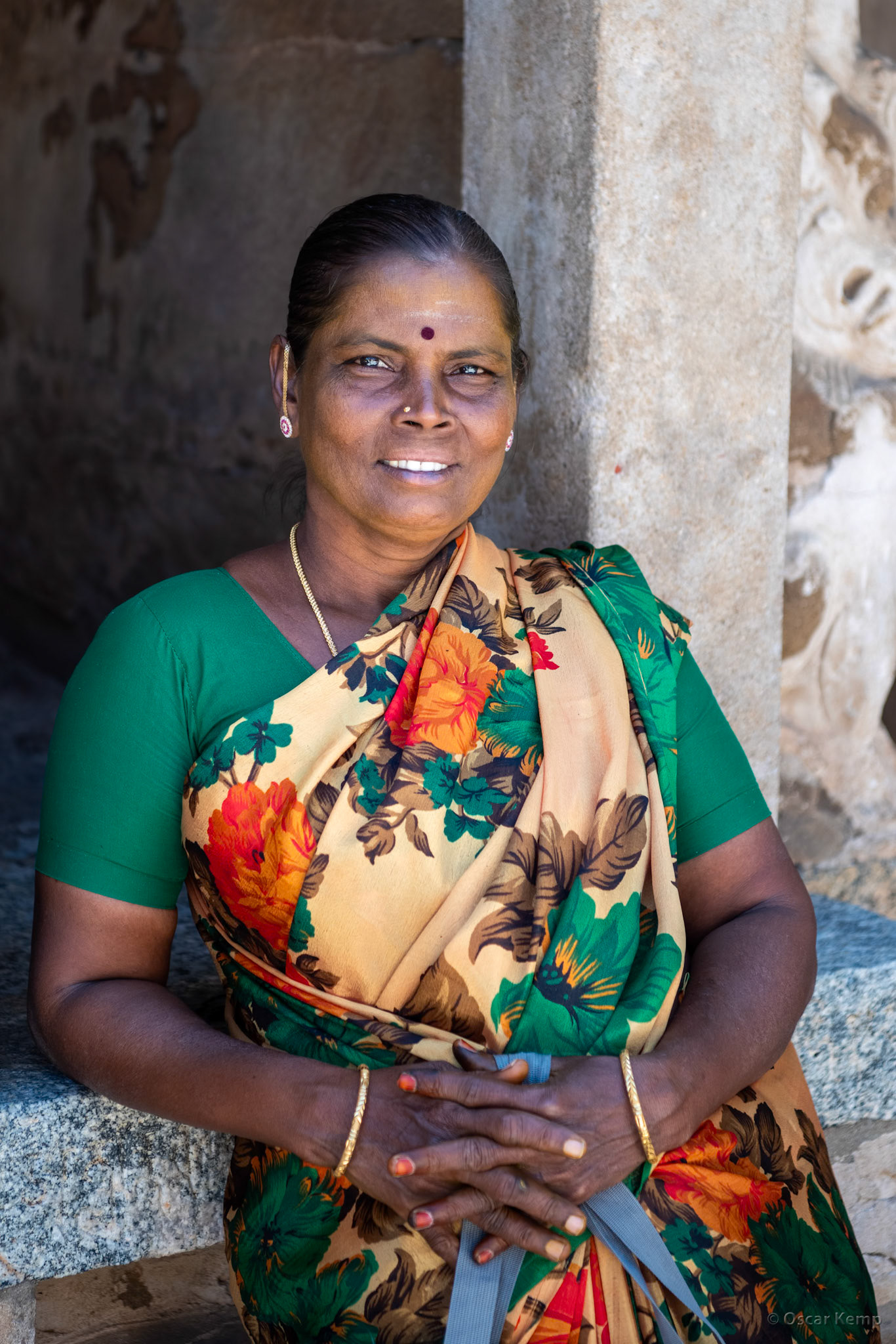 Kanchipuram / Yet anaother smiling Beauty at the Kailasanathar Temple [India 2024 09]