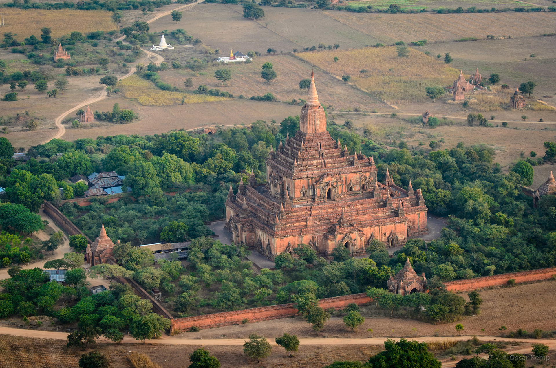 Nyaung-U, Bagan / Bird's-eye view of the Sulamani Temple in Bagan, an impressive historic Buddhist structure dating back to the 12th century [Myanmar, 2012 01]
