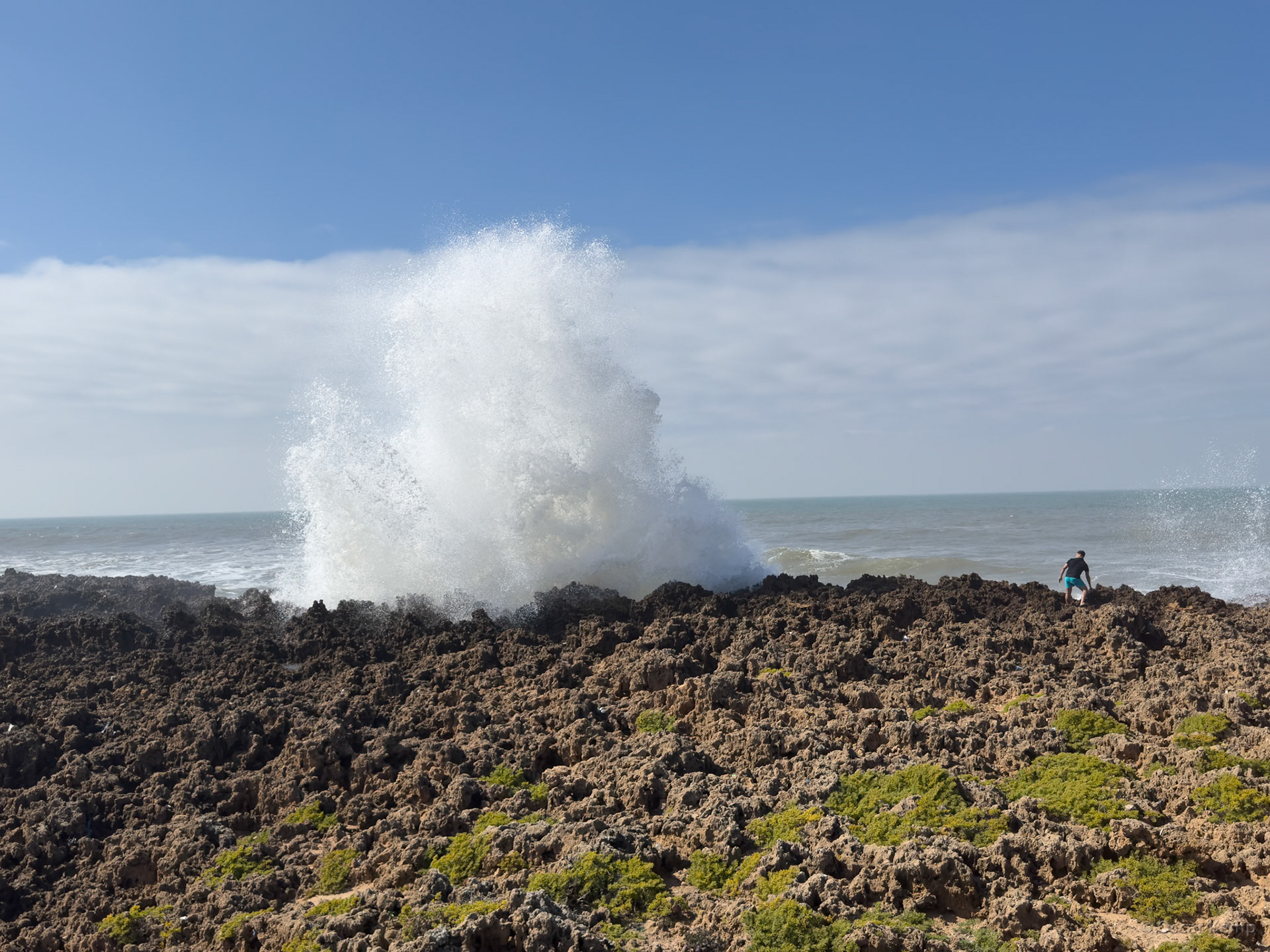 Oualidia-beach / High breakwater on rocky coast [Marocco, 2025 02]