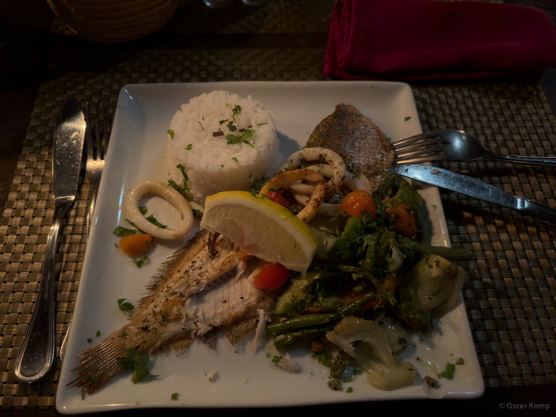 Essaouira-Rue Moulay Rachid / Delicious fish dinner [Marocco, 2025 02]