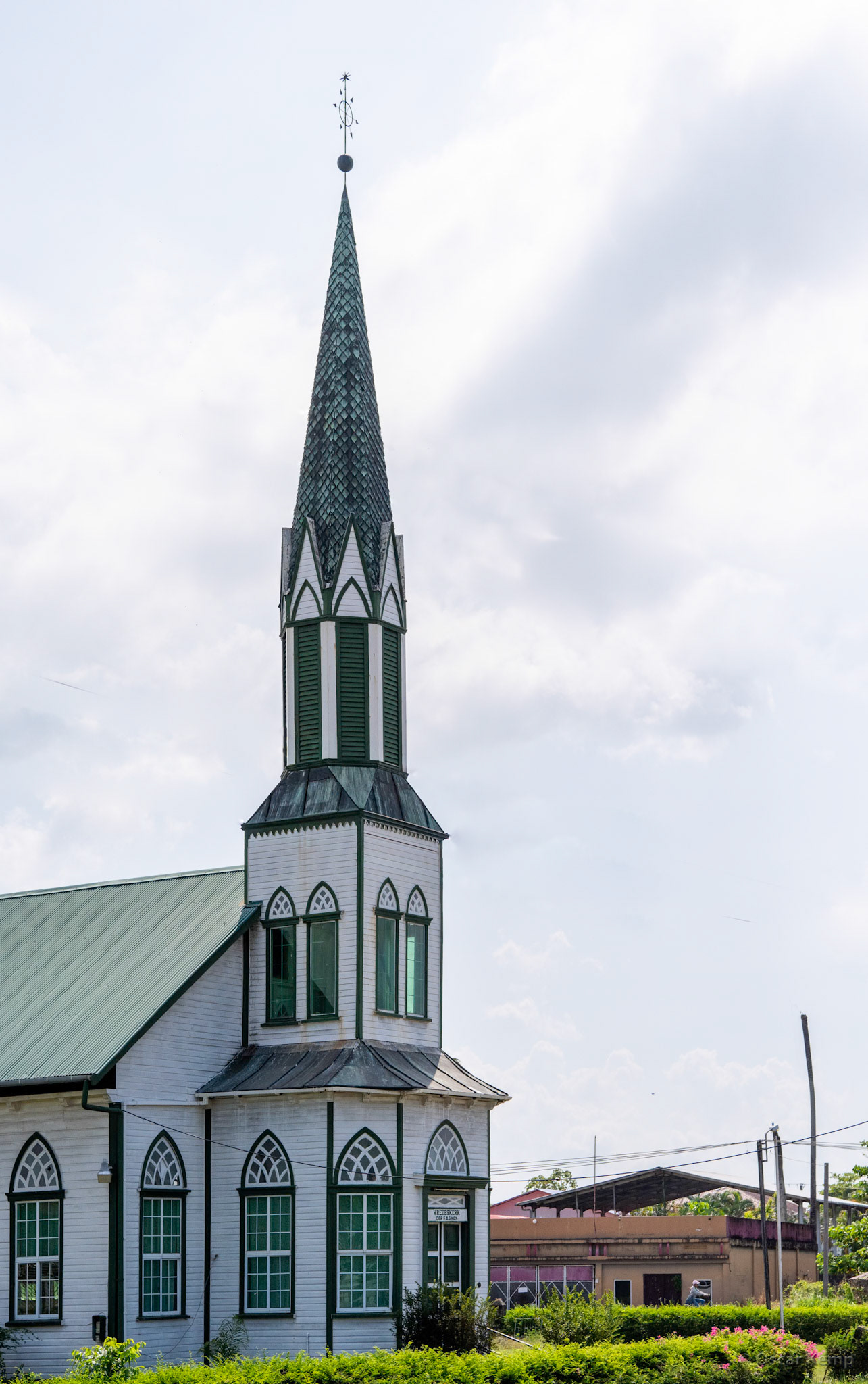 RP Bharosstr / Historic wooden church (Vredeskerk) of the Moravian Church [Suriname/Nickerie, 2018 10]