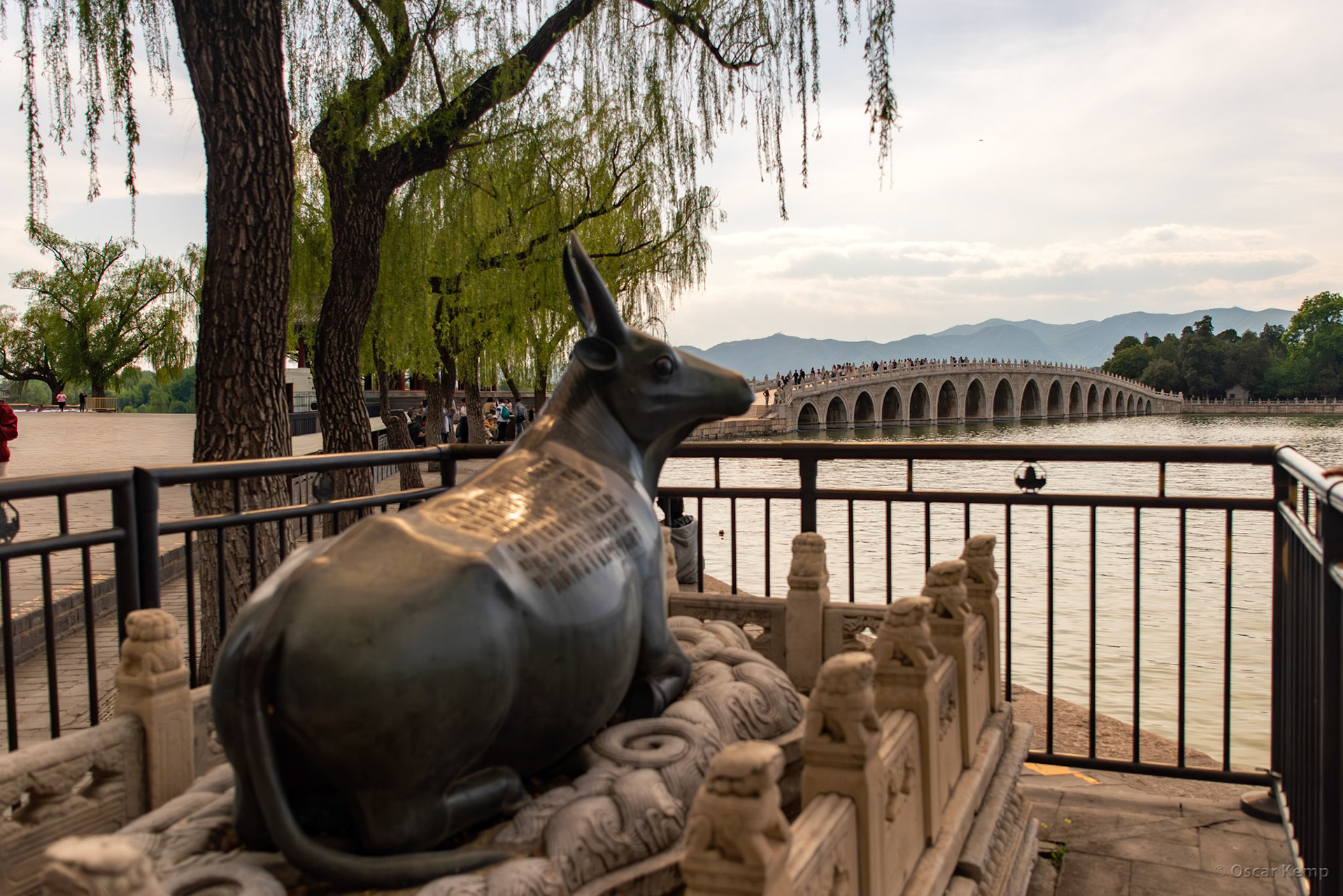 Summer Palace, Kunmimg Lake / Bronze Ox (foreground) and The Seventeen-Arch Bridge (background) [China,2025 05]