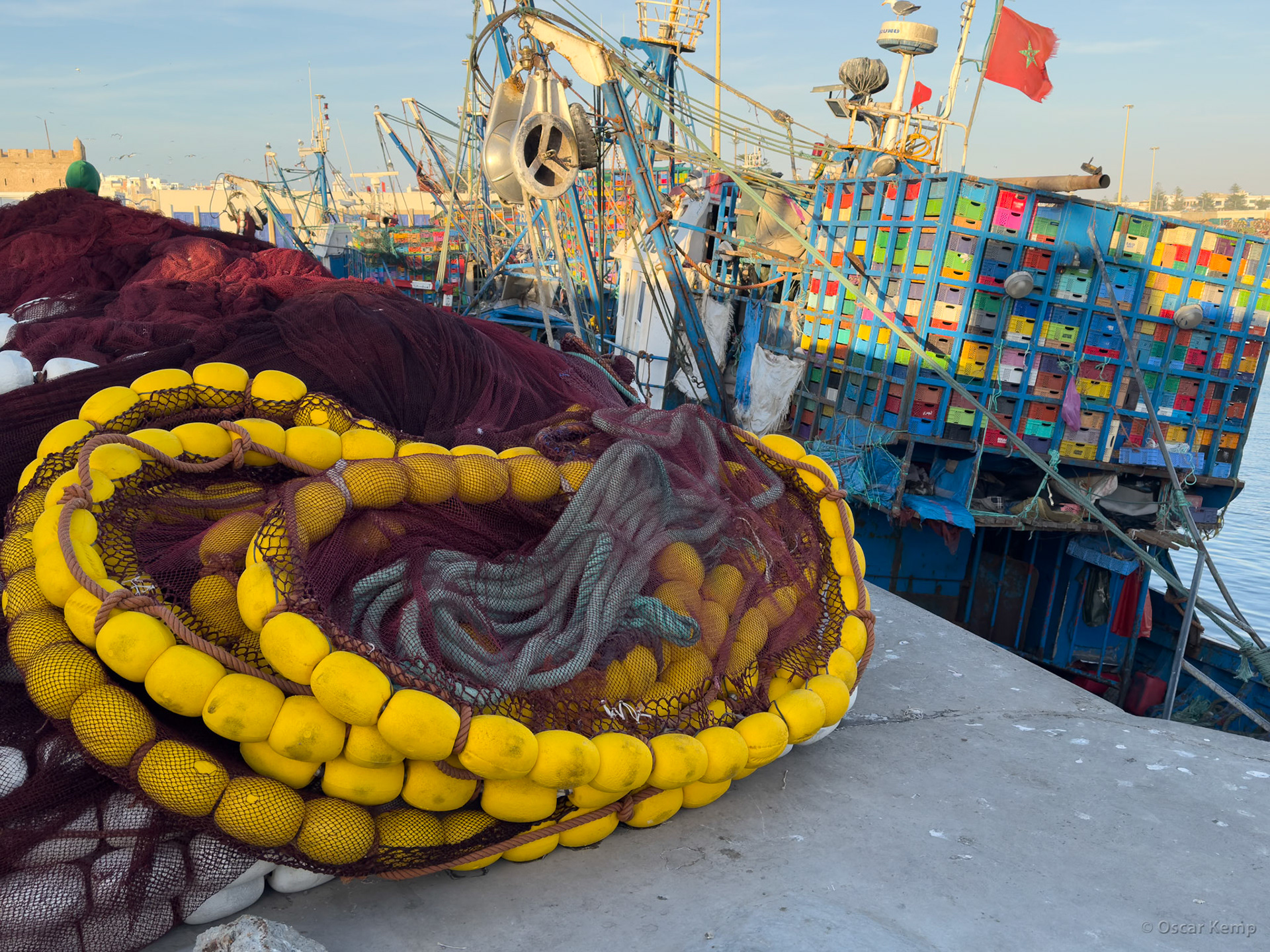 Essaouira-Harbour / Colorful drift net ready for next fishing trip [Marocco, 2025 02]