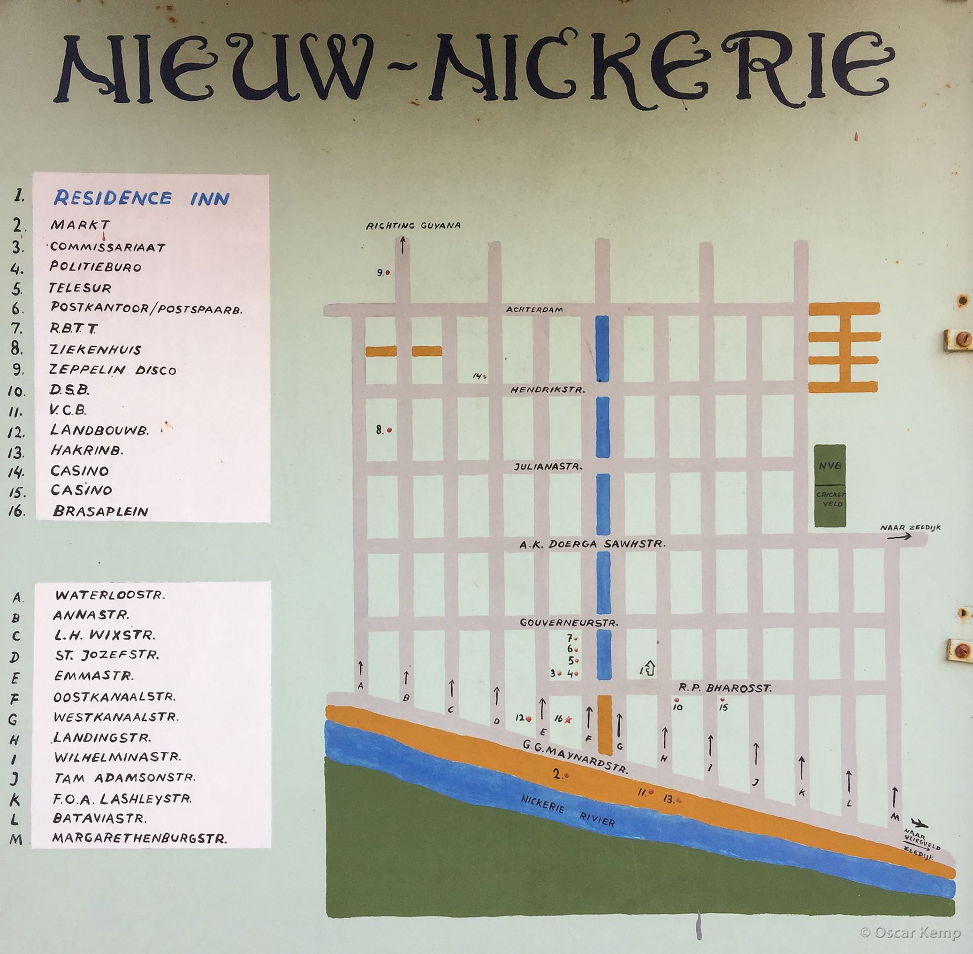 Westkanaalstr / Map of the capital of the rice district [Suriname/Nickerie, 2018 10]