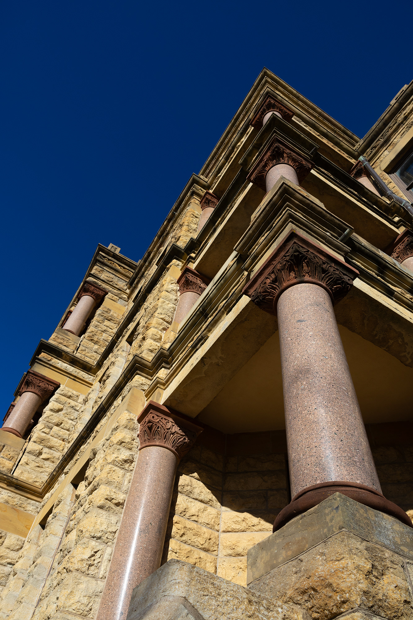 Denton County's Courthouse stands bathed in morning light in the heart of Denton’s downtown square. 