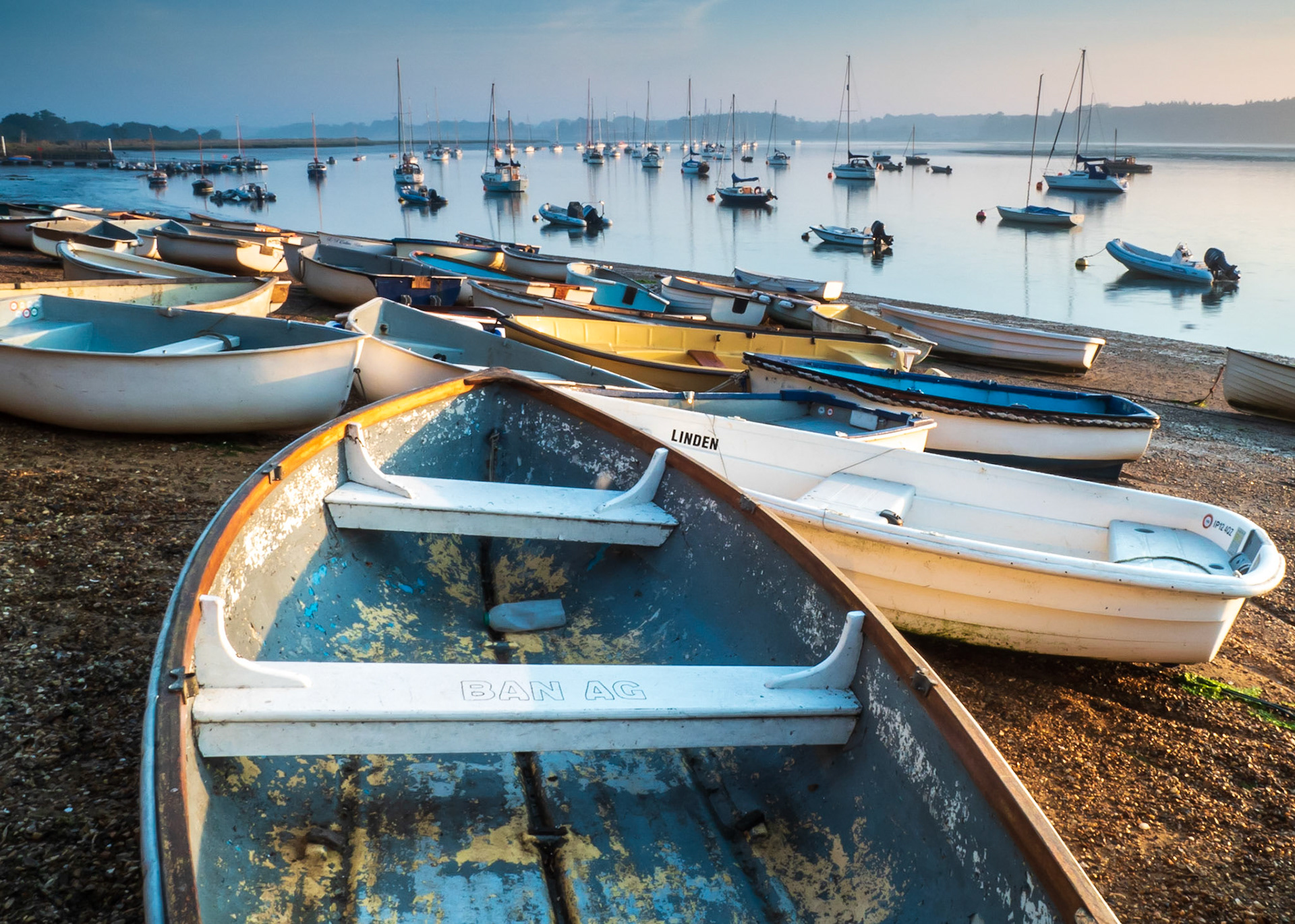 The beach - often with dinghies tied up
