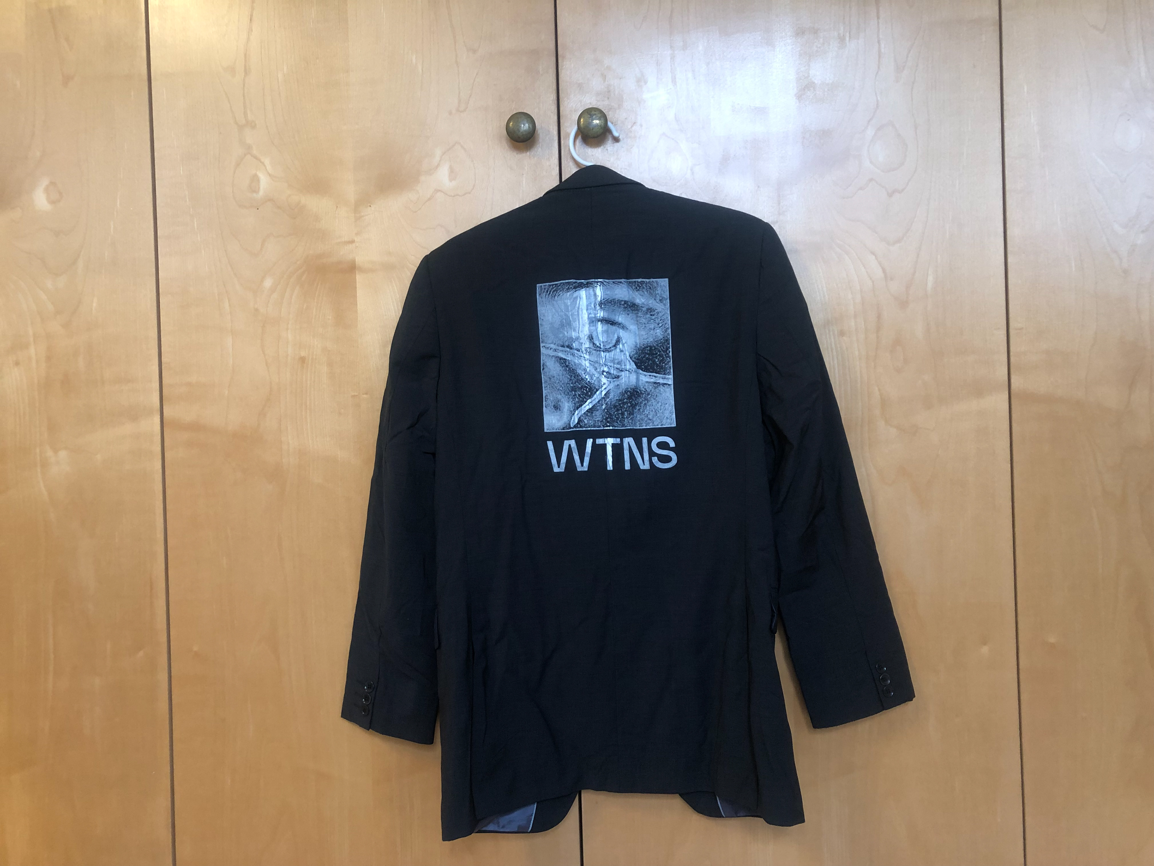 30 € - fine wool work blazer - beautiful blazer, with the most special distorted print <3 brand: armand thierry size: XL blessed with crazy sexy screenprinting.