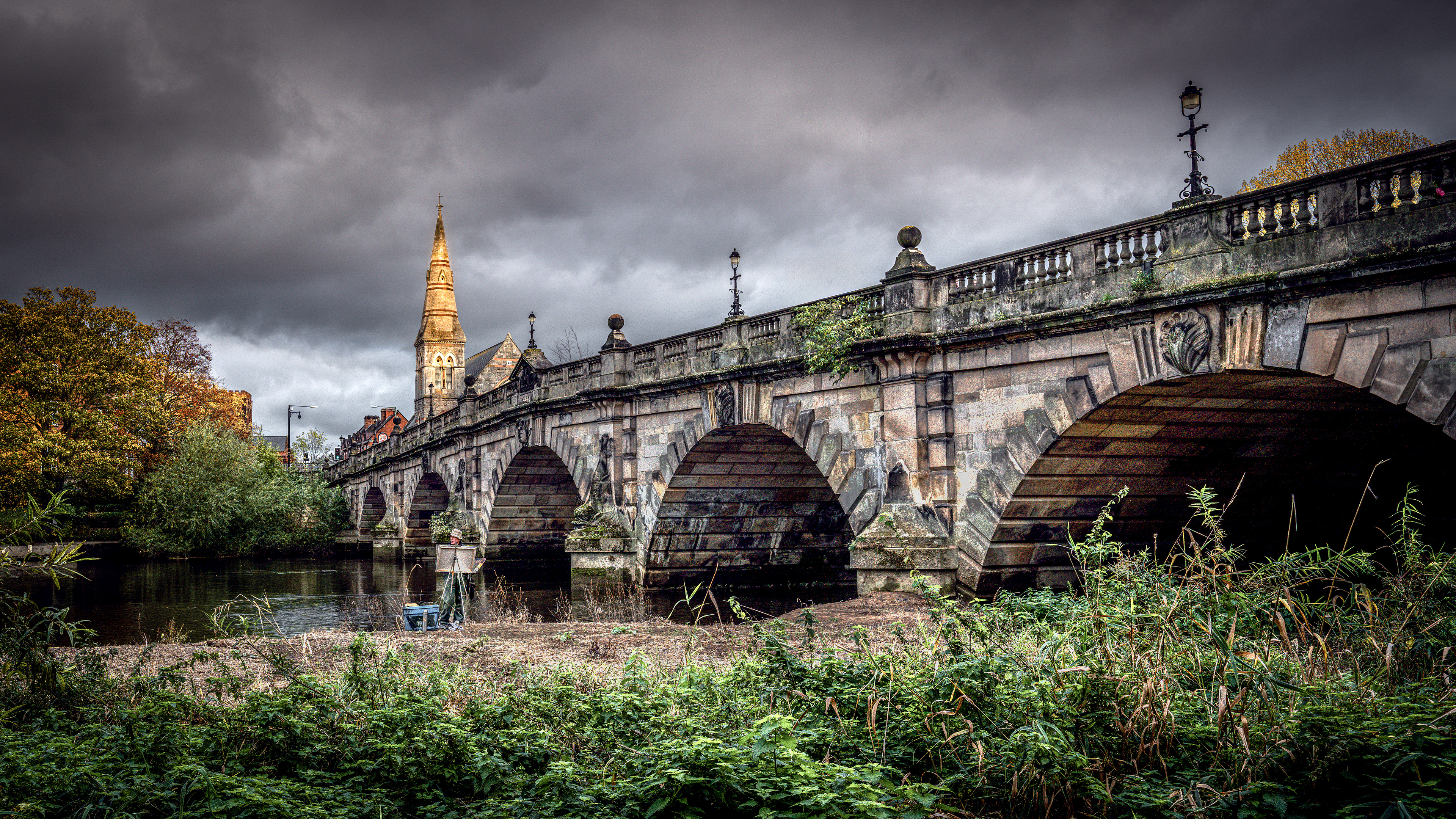 English Bridge widened in 1926 but has existed since 1774: Shrewsbury, Shropshire, England