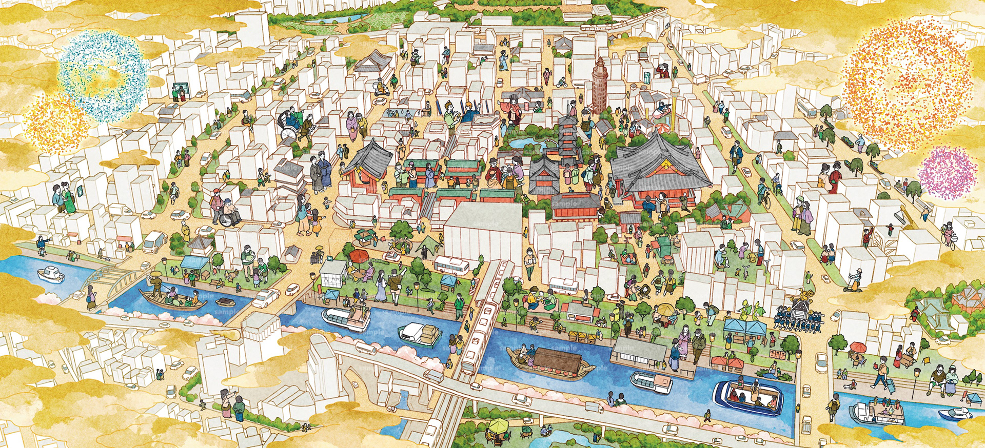 ［台東区］浅草未来図案～まちづくりビジョン～鳥瞰図