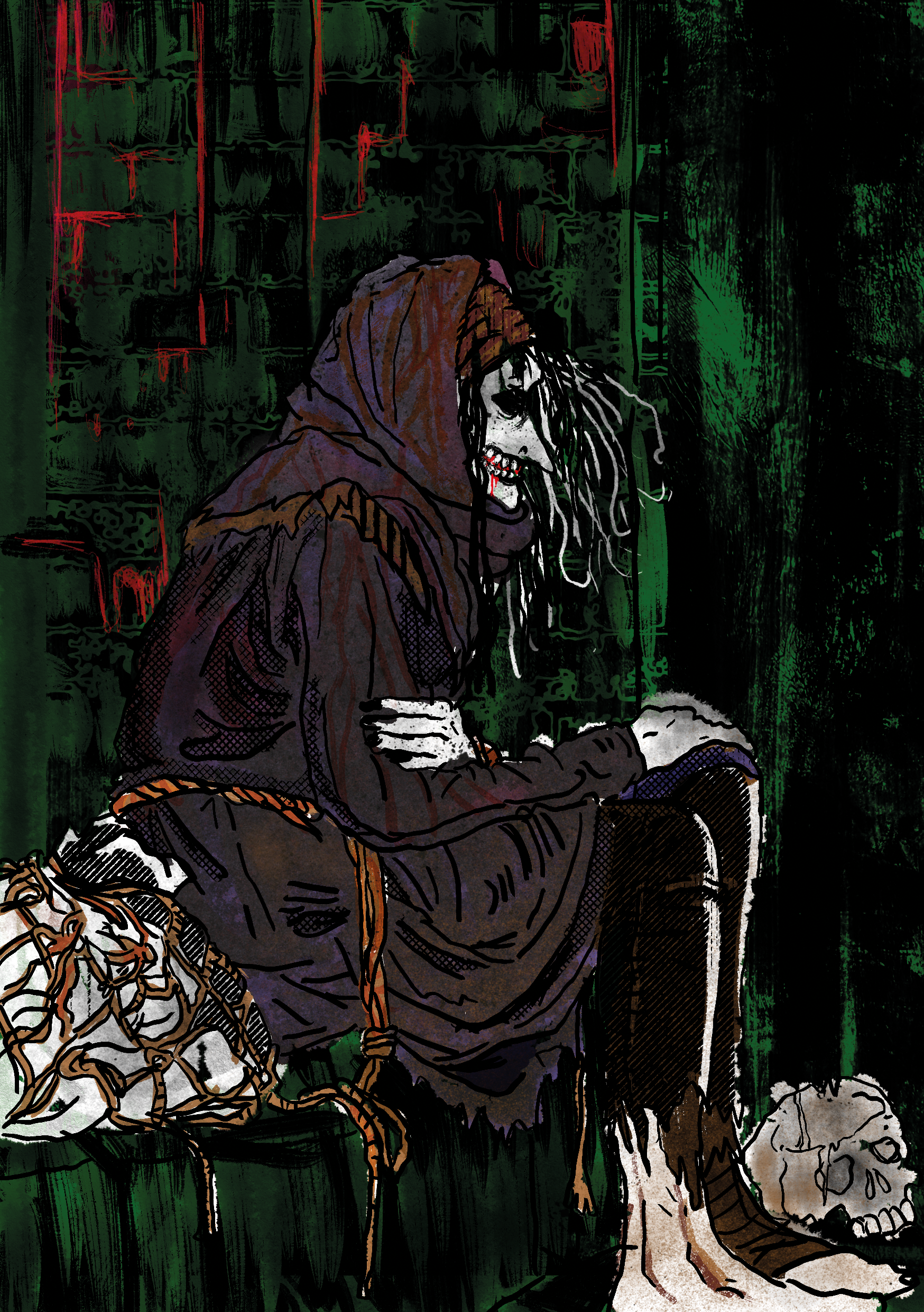 Feature piece for my Mörk Borg class "Murderous Intenerant."