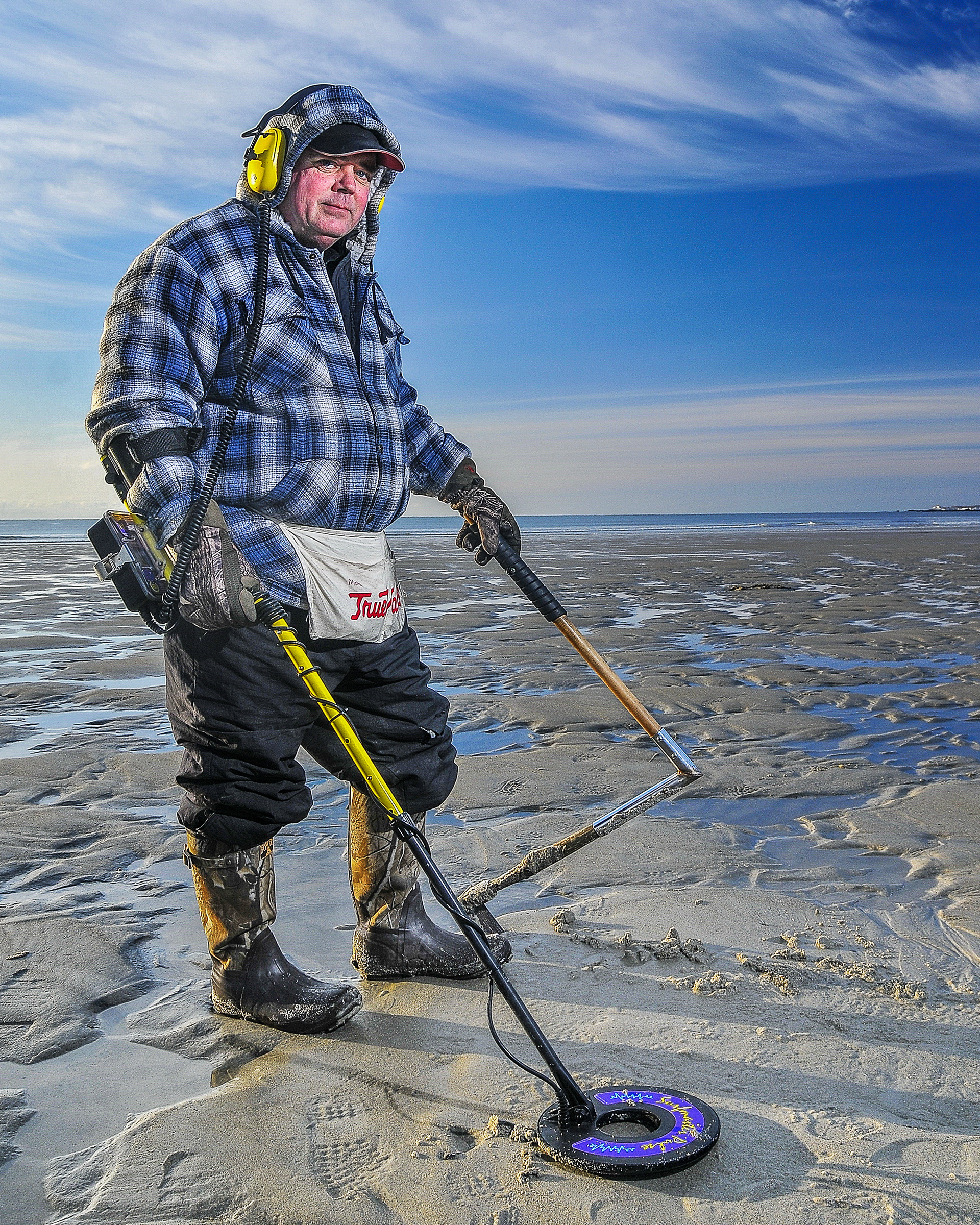 Hunting Treasure on Wells Beach, Maine on a Cold Winter's Morning