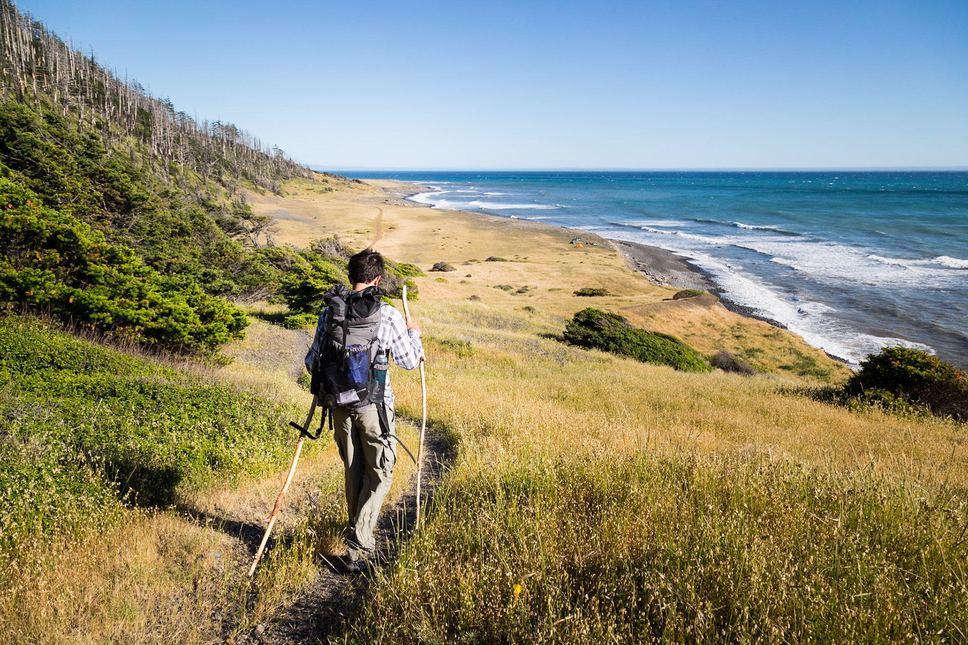 Akash just walking along one of the amazing sections of the Lost Coast trail in Northern California. One of the most amazing backpacks I have ever done, highly recommeded! (Shhhh don't tell anyone).