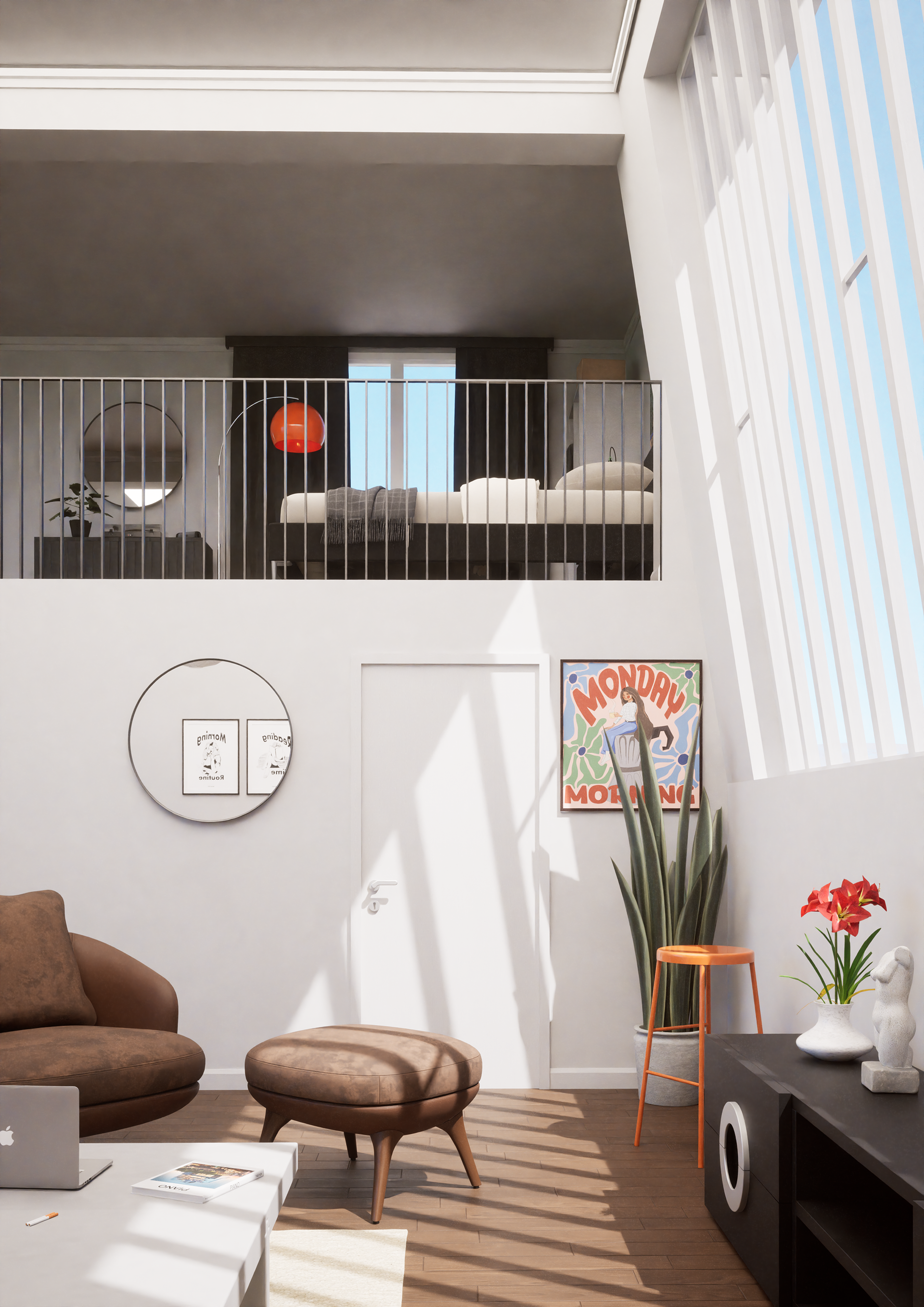 Vue du salon sur la mezzanine